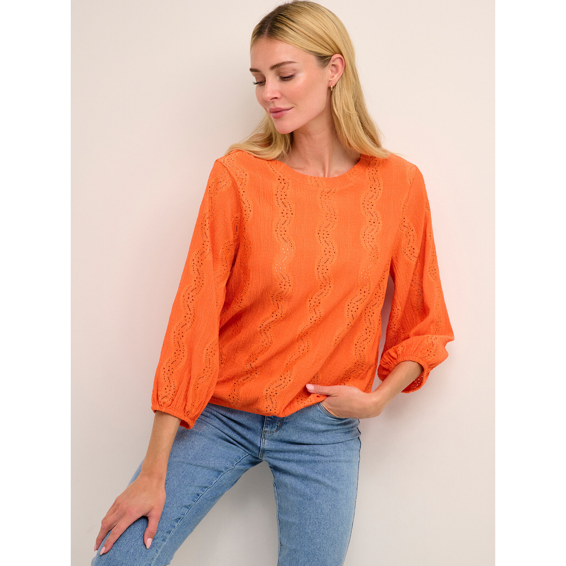 Kaffe Тишърт Tio 10507286 Оранжев Loose Fit - Pepit.bg