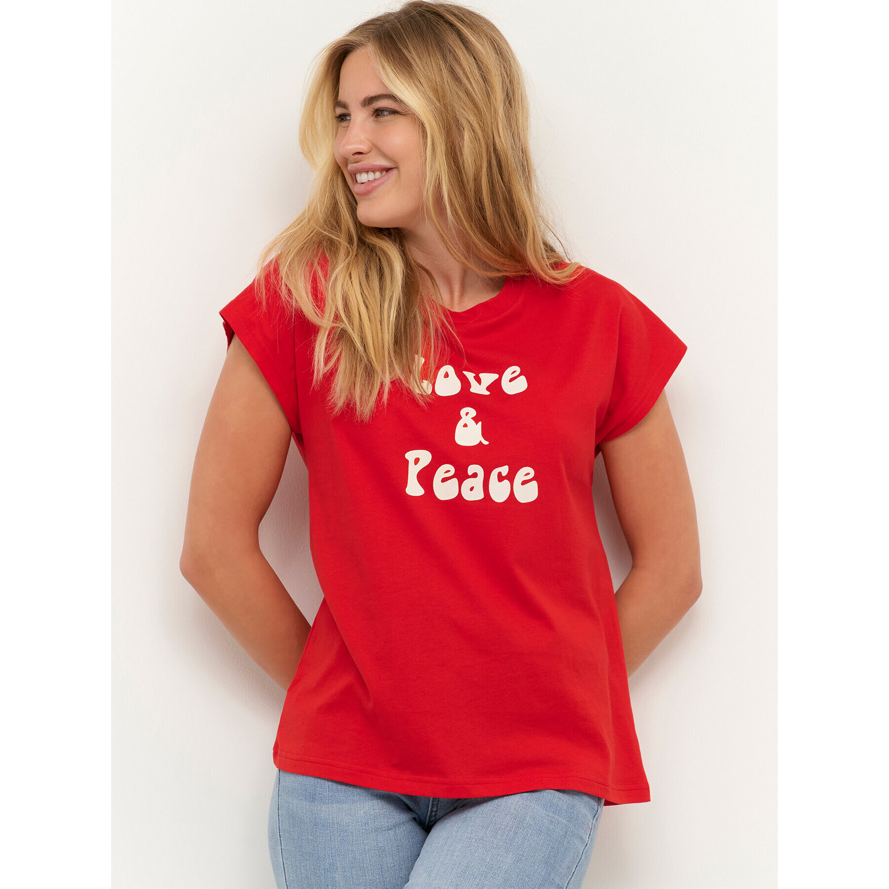 Kaffe Тишърт Yrma 10507285 Червен Loose Fit - Pepit.bg