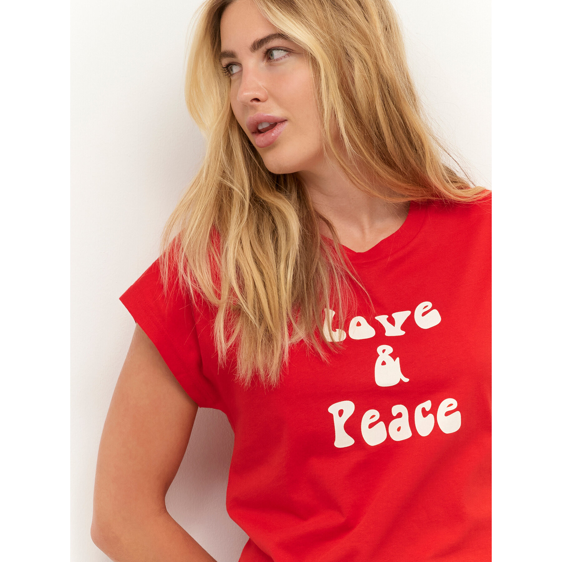 Kaffe Тишърт Yrma 10507285 Червен Loose Fit - Pepit.bg