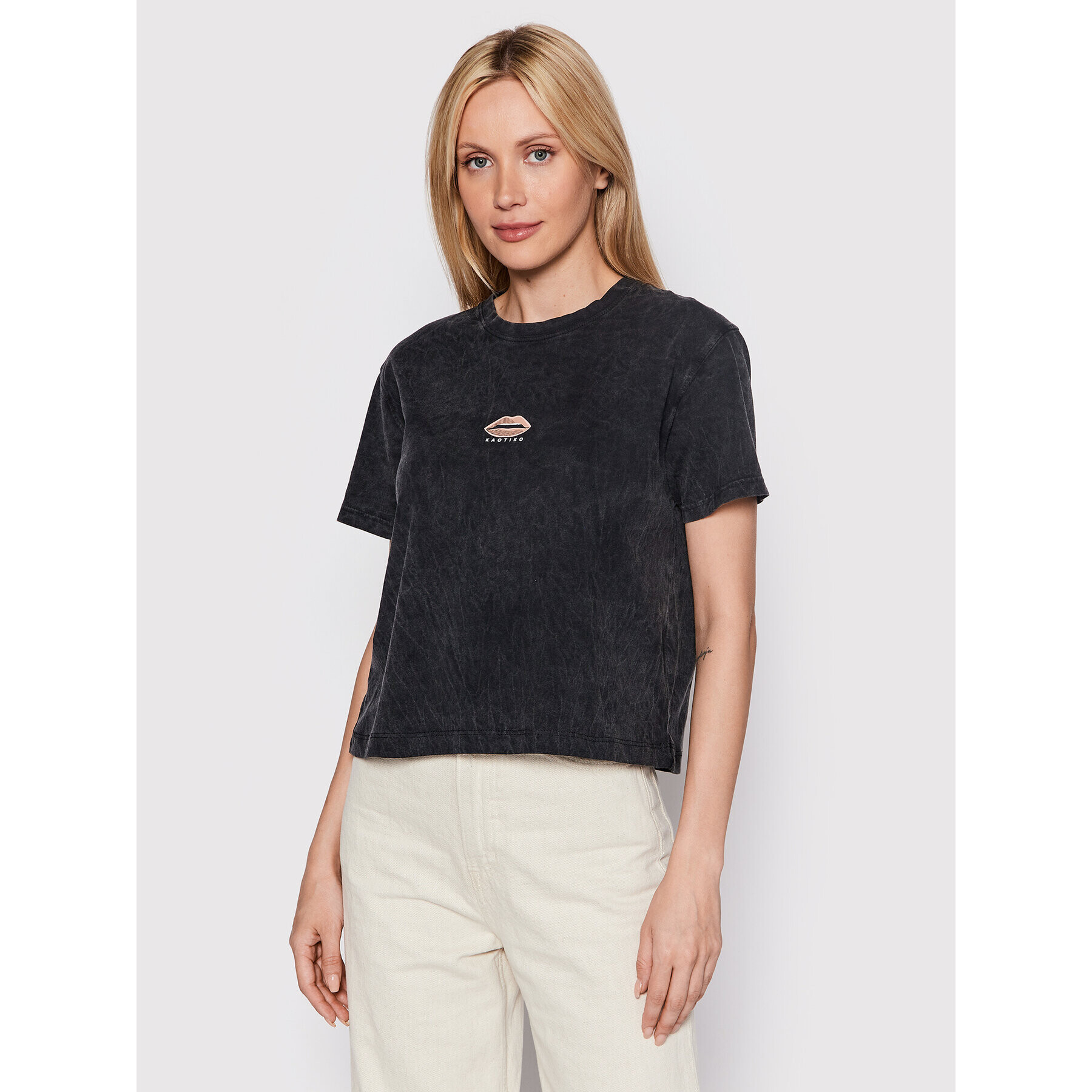 Kaotiko Тишърт Washed 80's AK008-01-M002 Черен Regular Fit - Pepit.bg