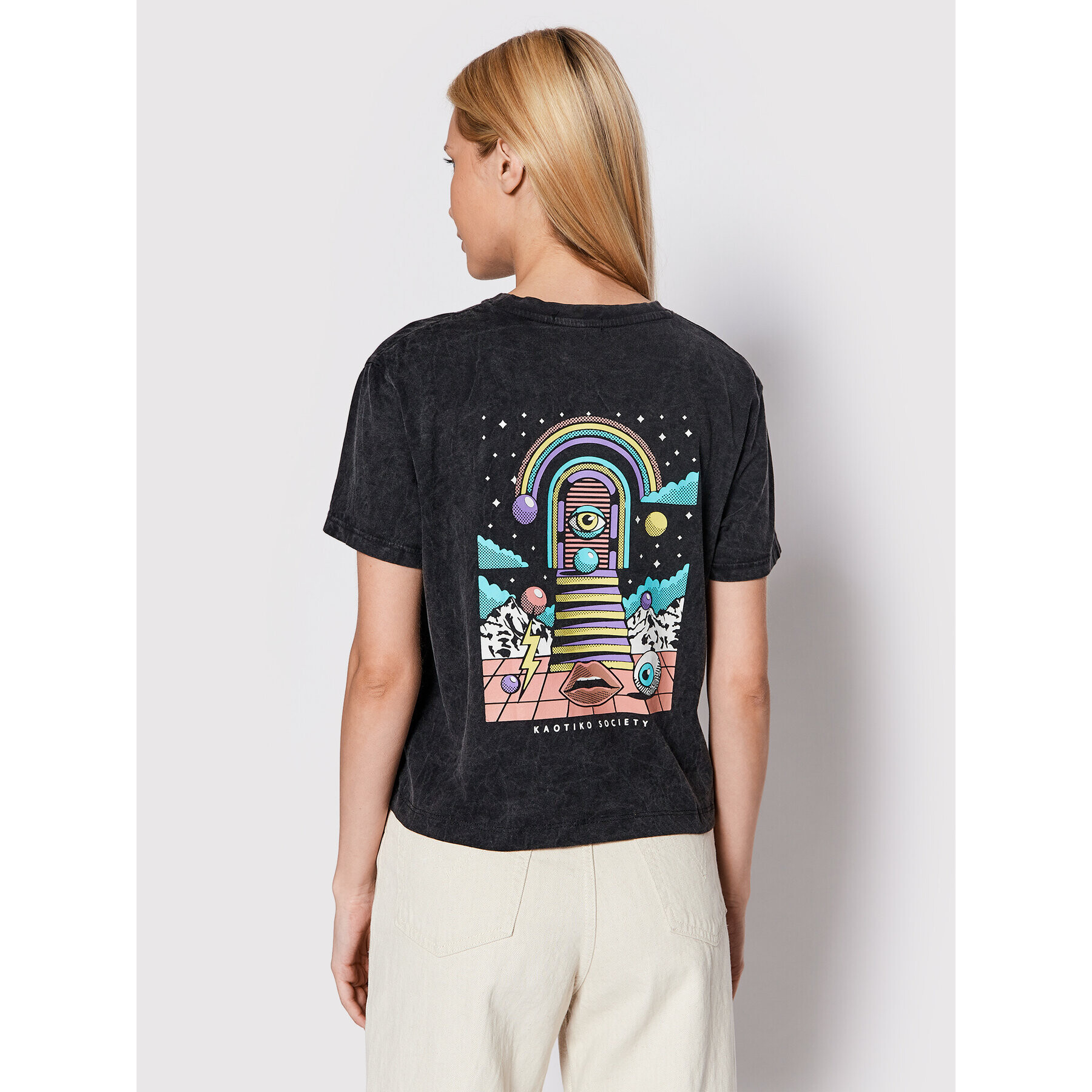 Kaotiko Тишърт Washed 80's AK008-01-M002 Черен Regular Fit - Pepit.bg