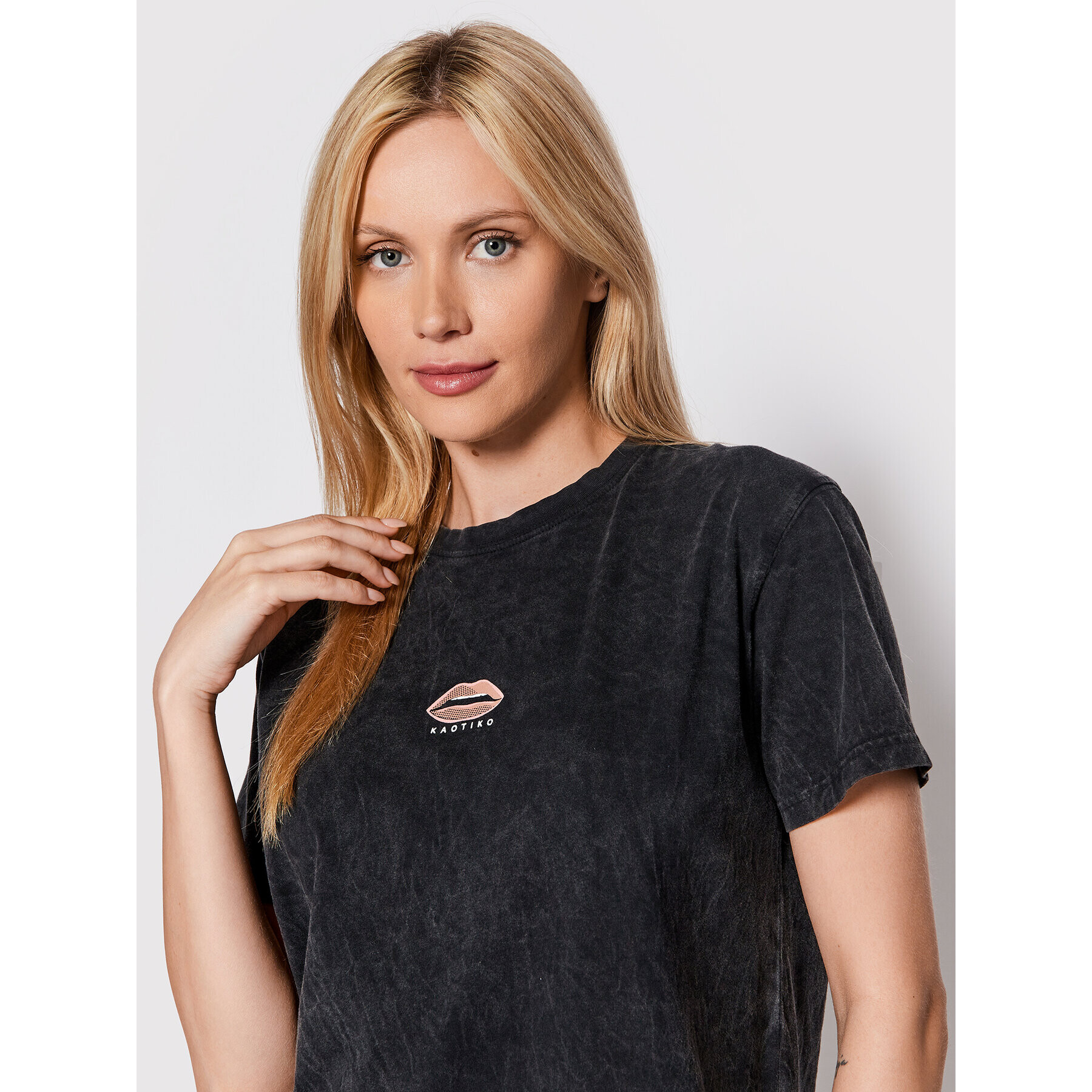 Kaotiko Тишърт Washed 80's AK008-01-M002 Черен Regular Fit - Pepit.bg