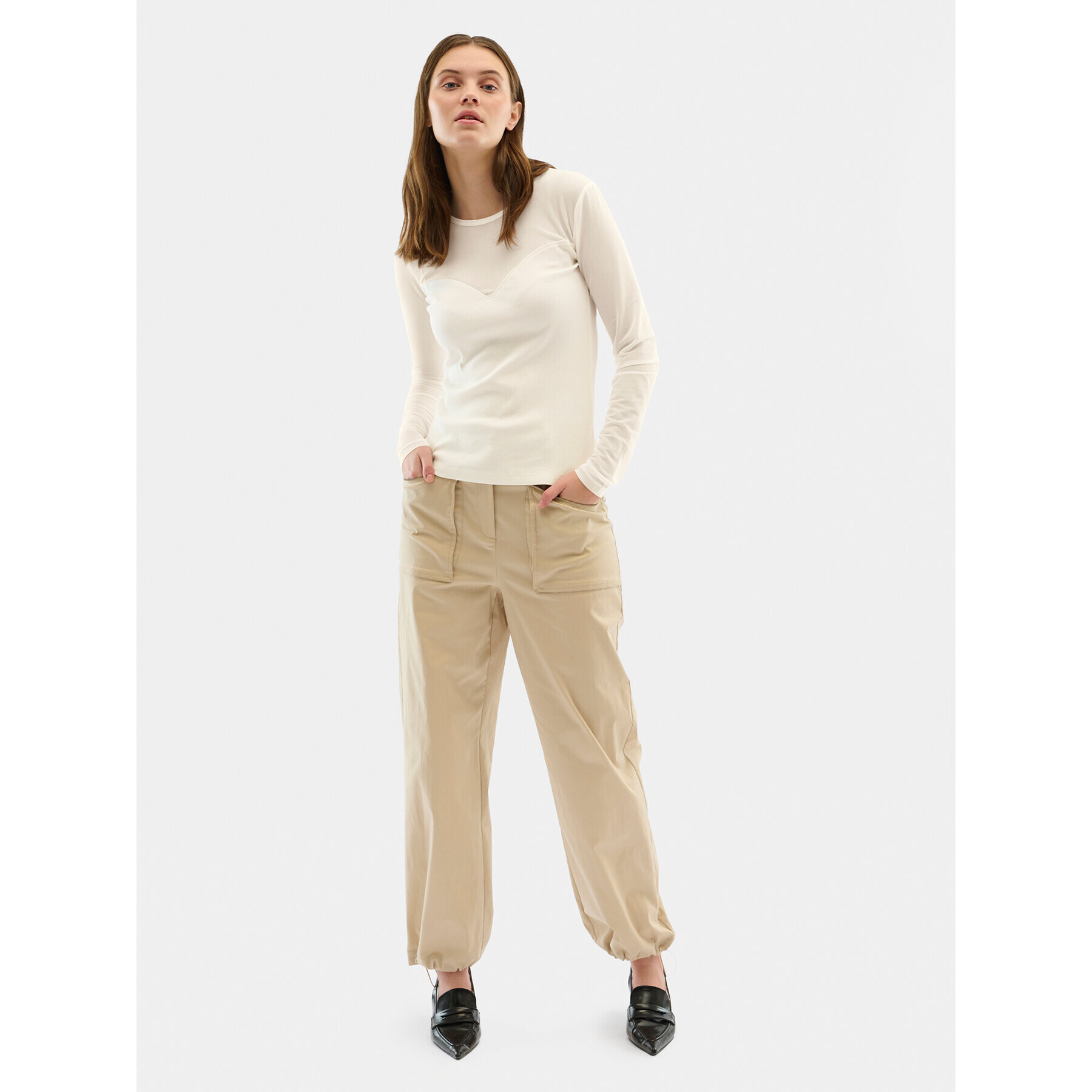 Karen by Simonsen Блуза Mandarina 10104771 Екрю Regular Fit - Pepit.bg