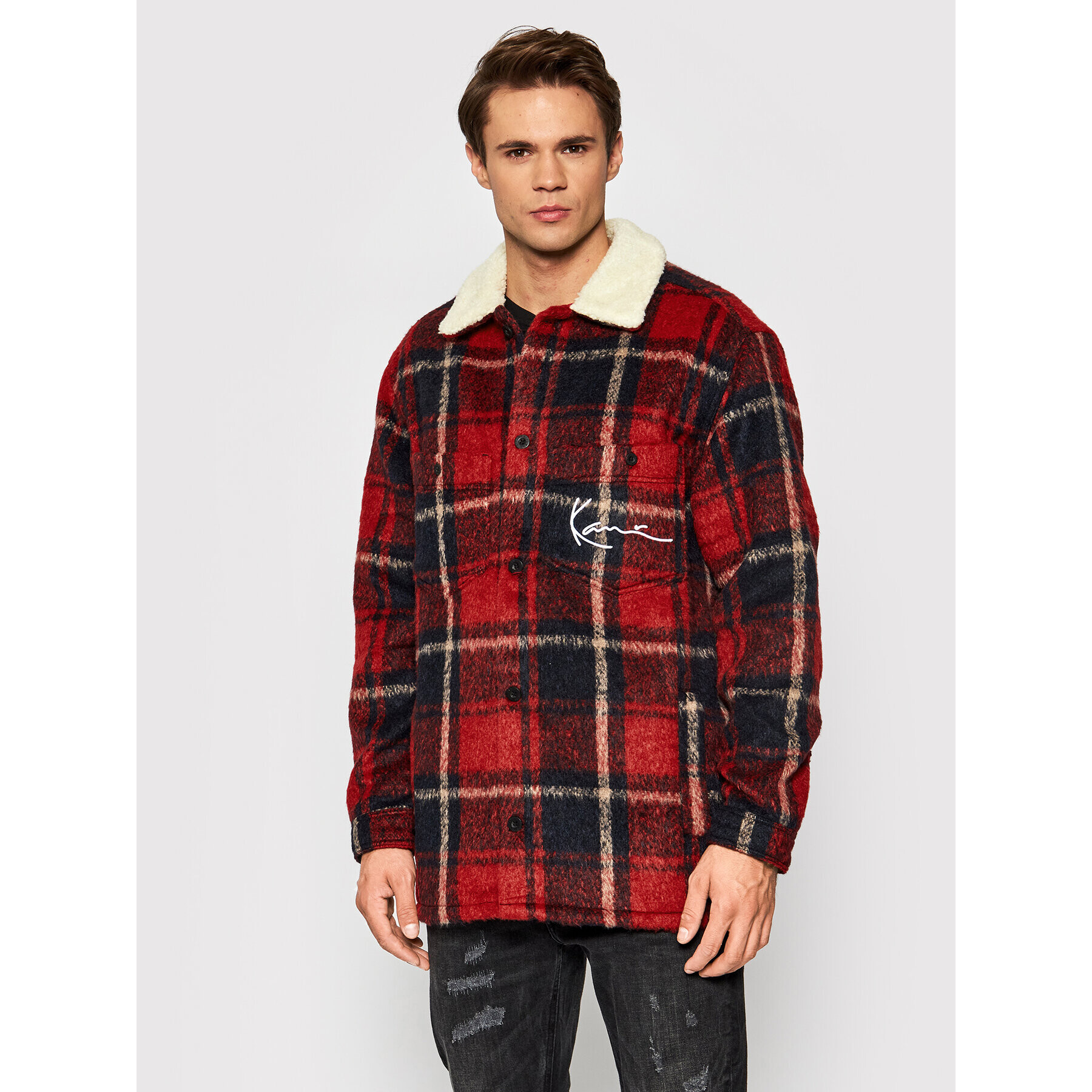 Karl Kani Преходно яке UNISEX Chest Signature 6071405 Червен Relaxed Fit - Pepit.bg