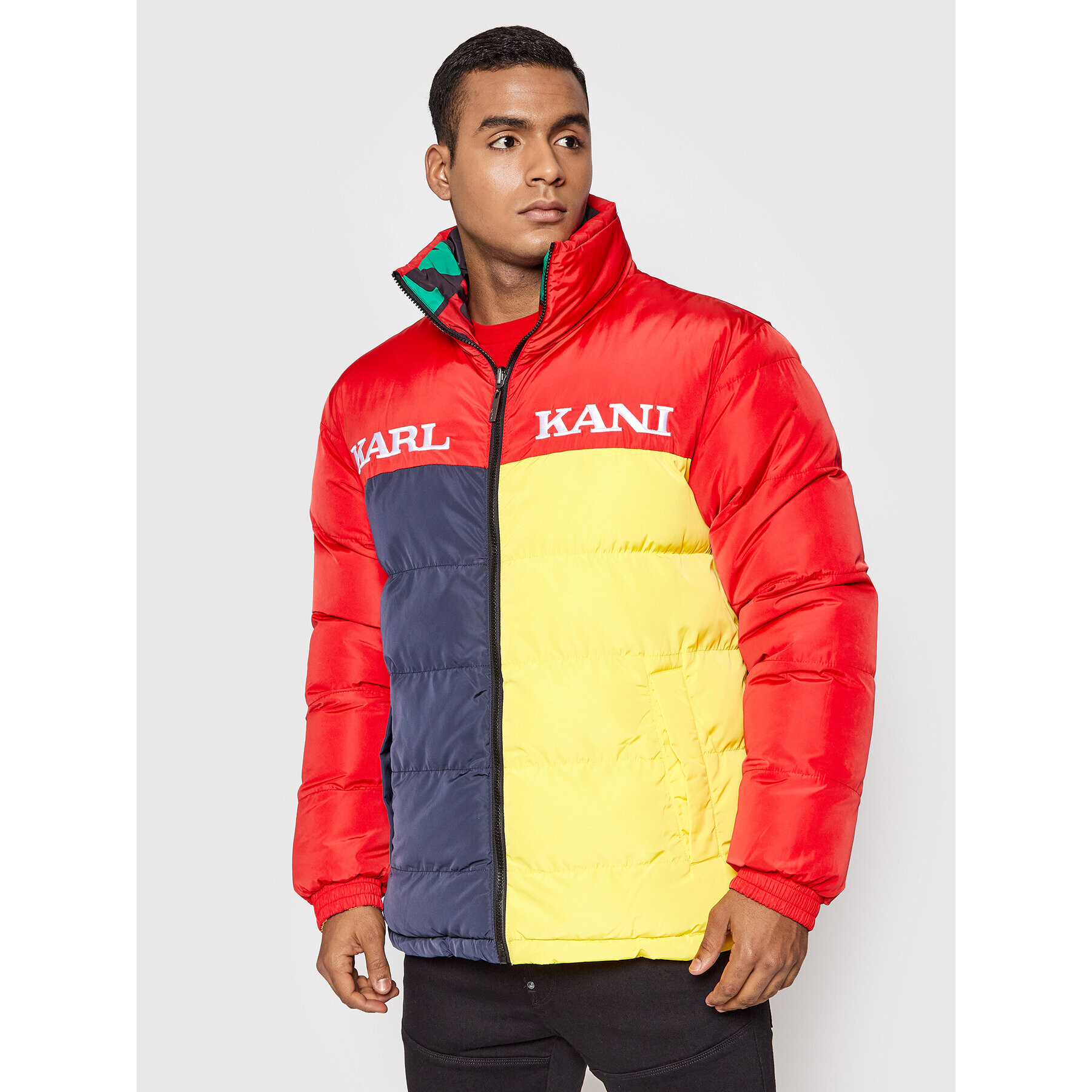 Karl Kani Пухено яке Retro Reversible Block 6076563 Червен Regular Fit - Pepit.bg