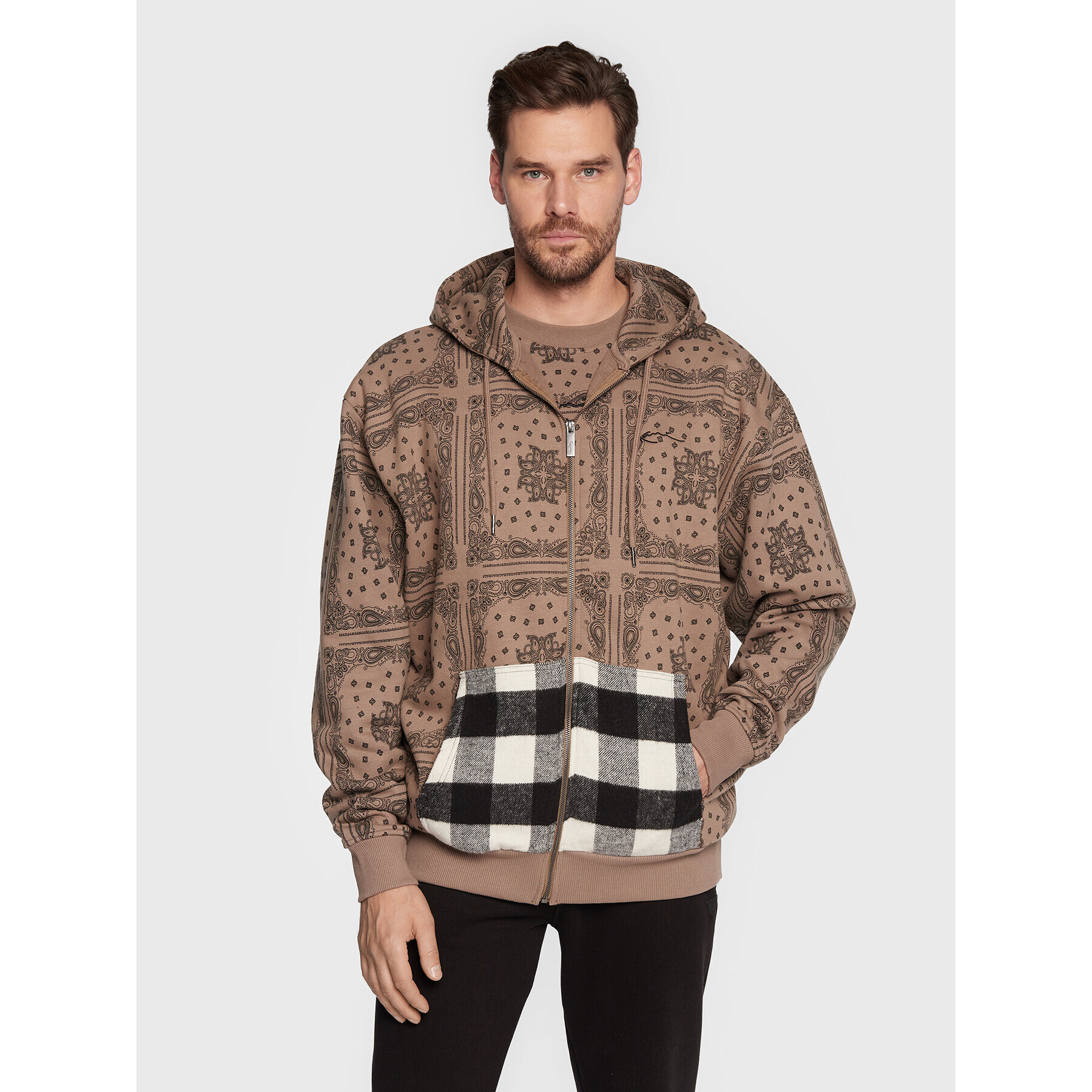 Karl Kani Суитшърт Chest Signature Patchwork Paisley 6022758 Кафяв Relaxed Fit - Pepit.bg