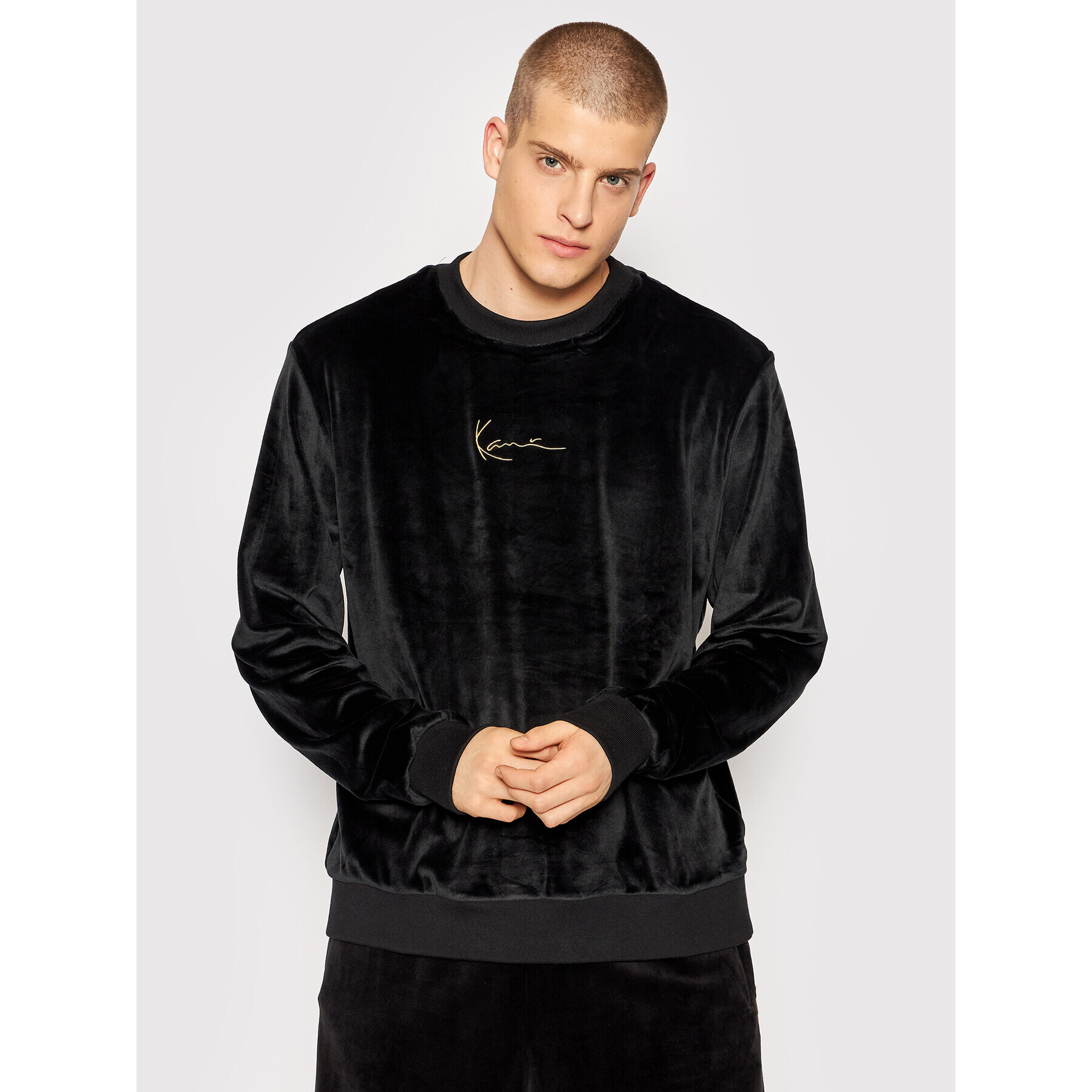 Karl Kani Суитшърт Small Signature Velvet Crew 6020313 Черен Regular Fit - Pepit.bg