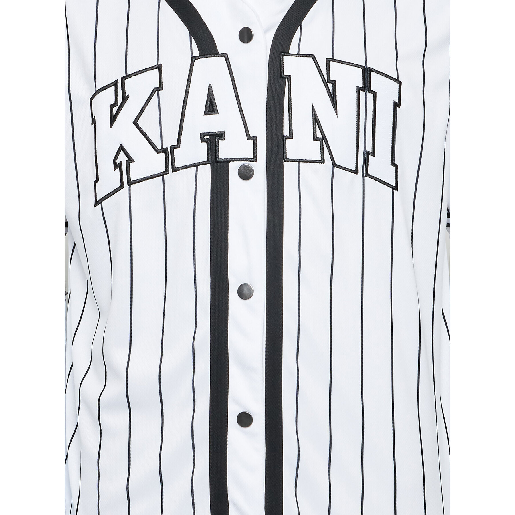 Karl Kani Тишърт Serif Pinstripe Baseball 6033361 Бял Relaxed Fit - Pepit.bg