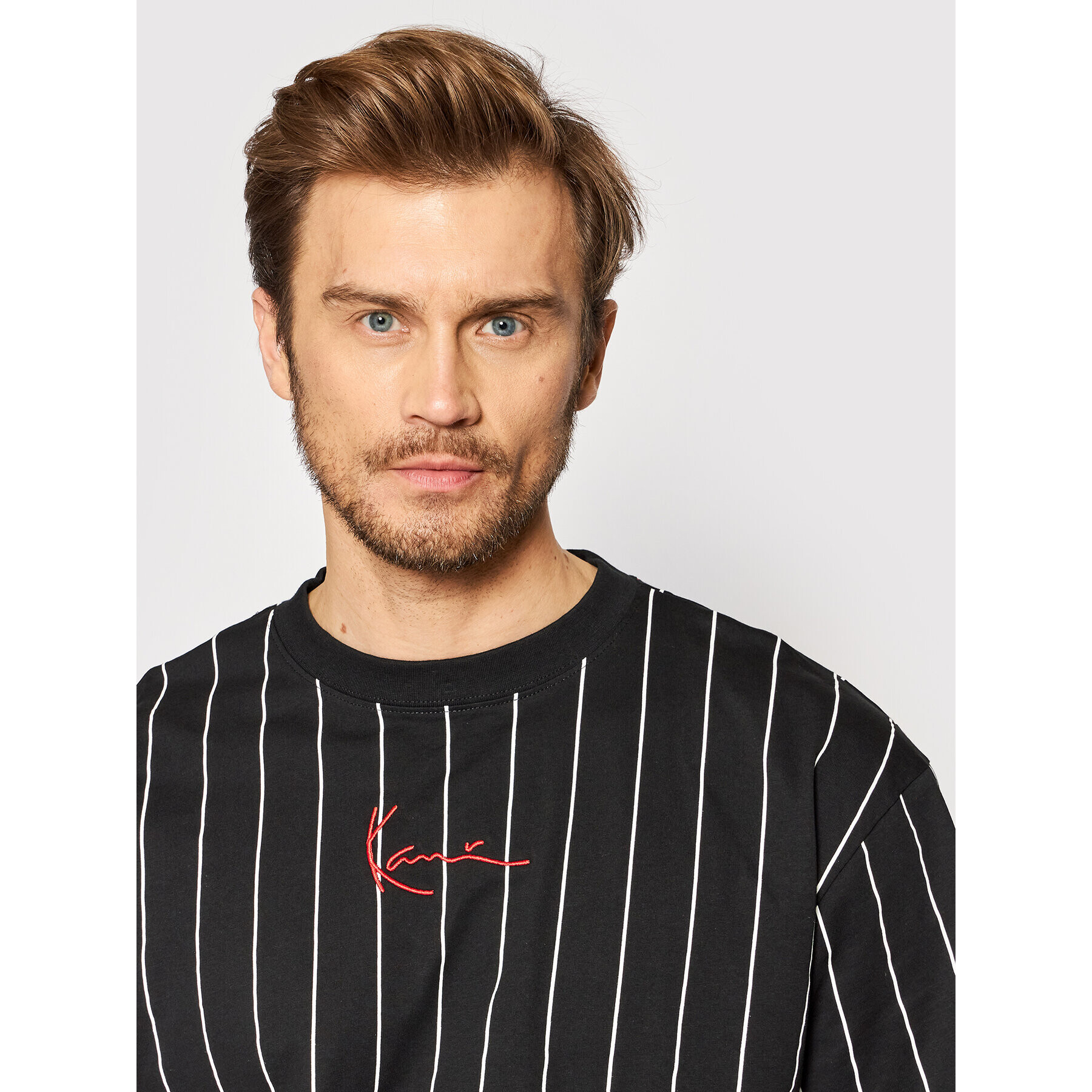 Karl Kani Тишърт Signature Pinstripe 6030153 Черен Regular Fit - Pepit.bg