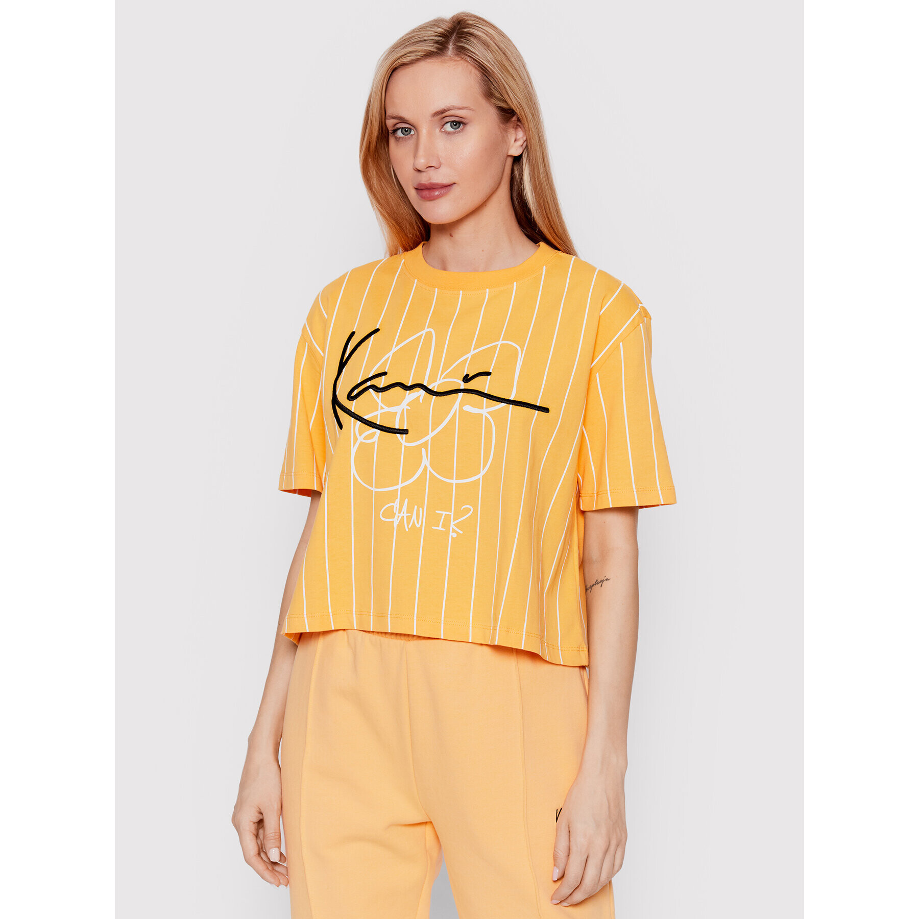 Karl Kani Тишърт Signature Pinstripe 6130383 Оранжев Relaxed Fit - Pepit.bg