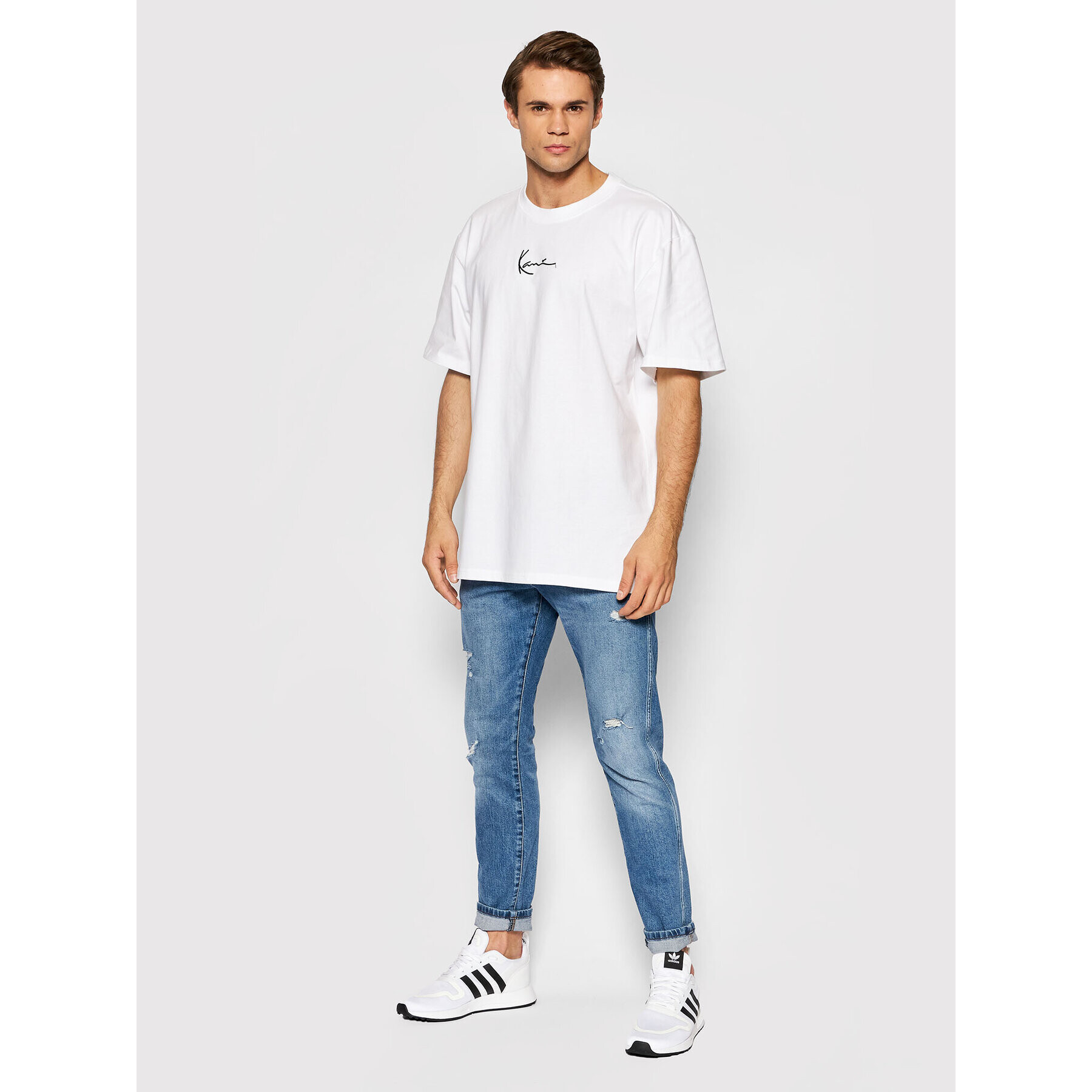 Karl Kani Тишърт Small Signature 6060585 Бял Regular Fit - Pepit.bg