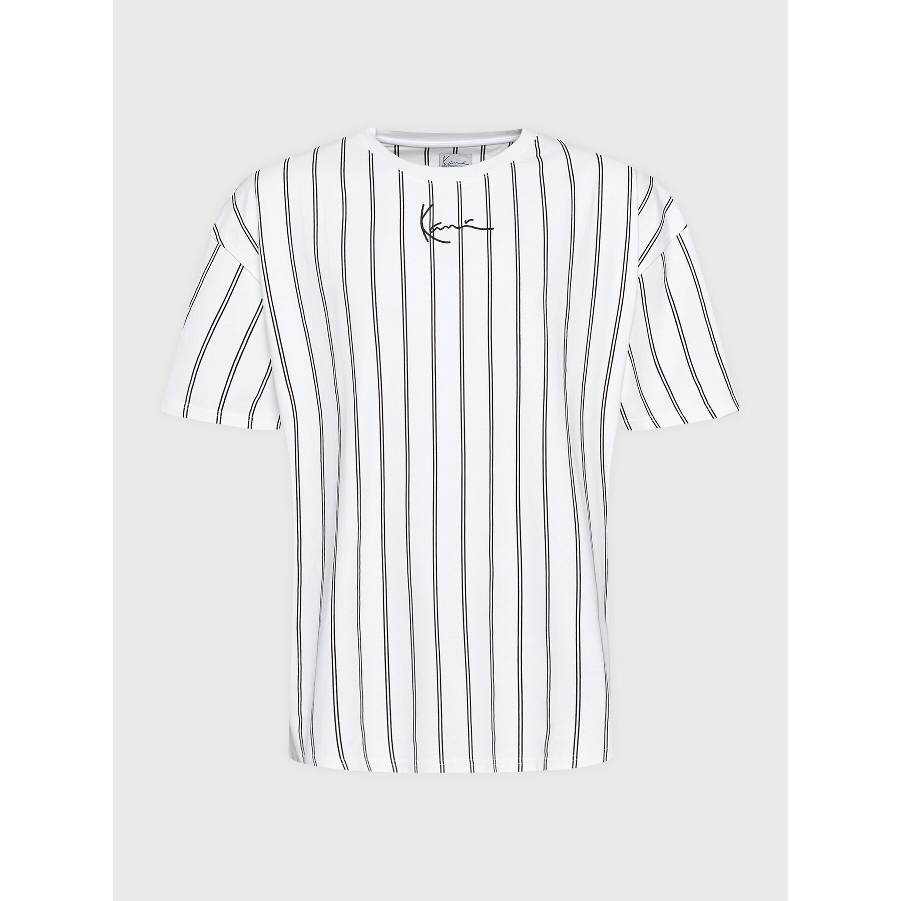 Karl Kani Тишърт Small Signature Heavy Jersey Pinstripe 6037301 Бял Relaxed Fit - Pepit.bg