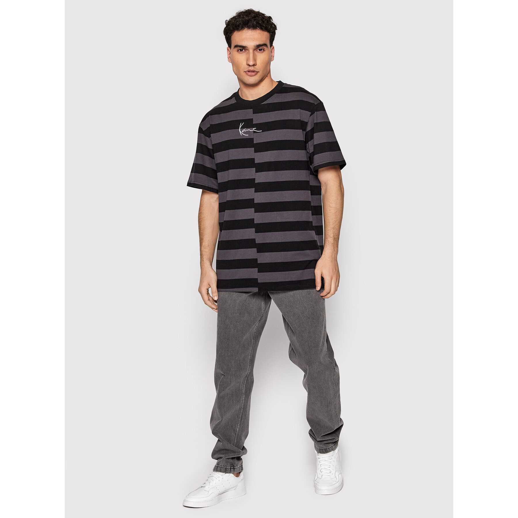 Karl Kani Тишърт Small Signature Split Stripe 6033291 Сив Regular Fit - Pepit.bg