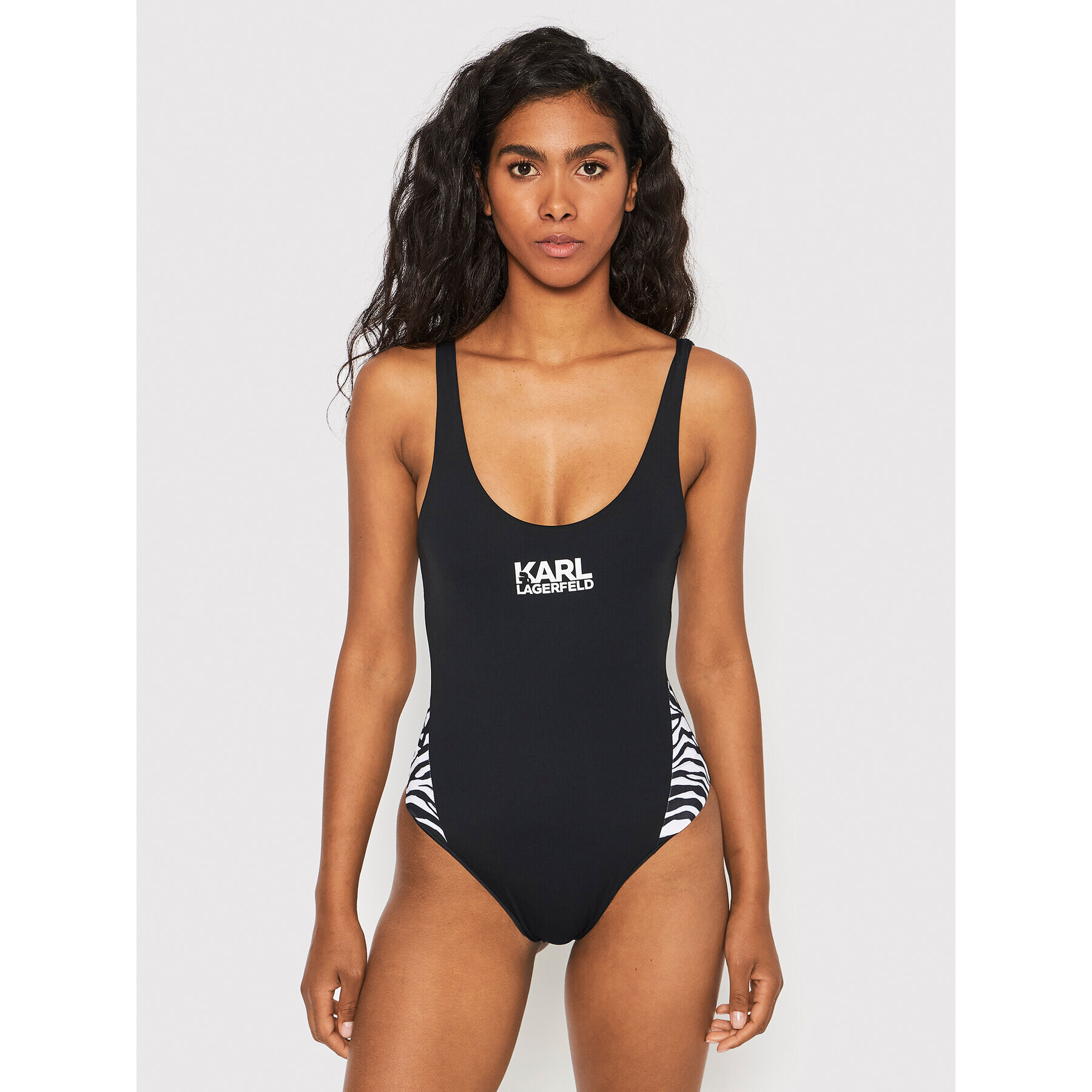 KARL LAGERFELD Бански костюм Zebra KL22WOP16 Черен - Pepit.bg