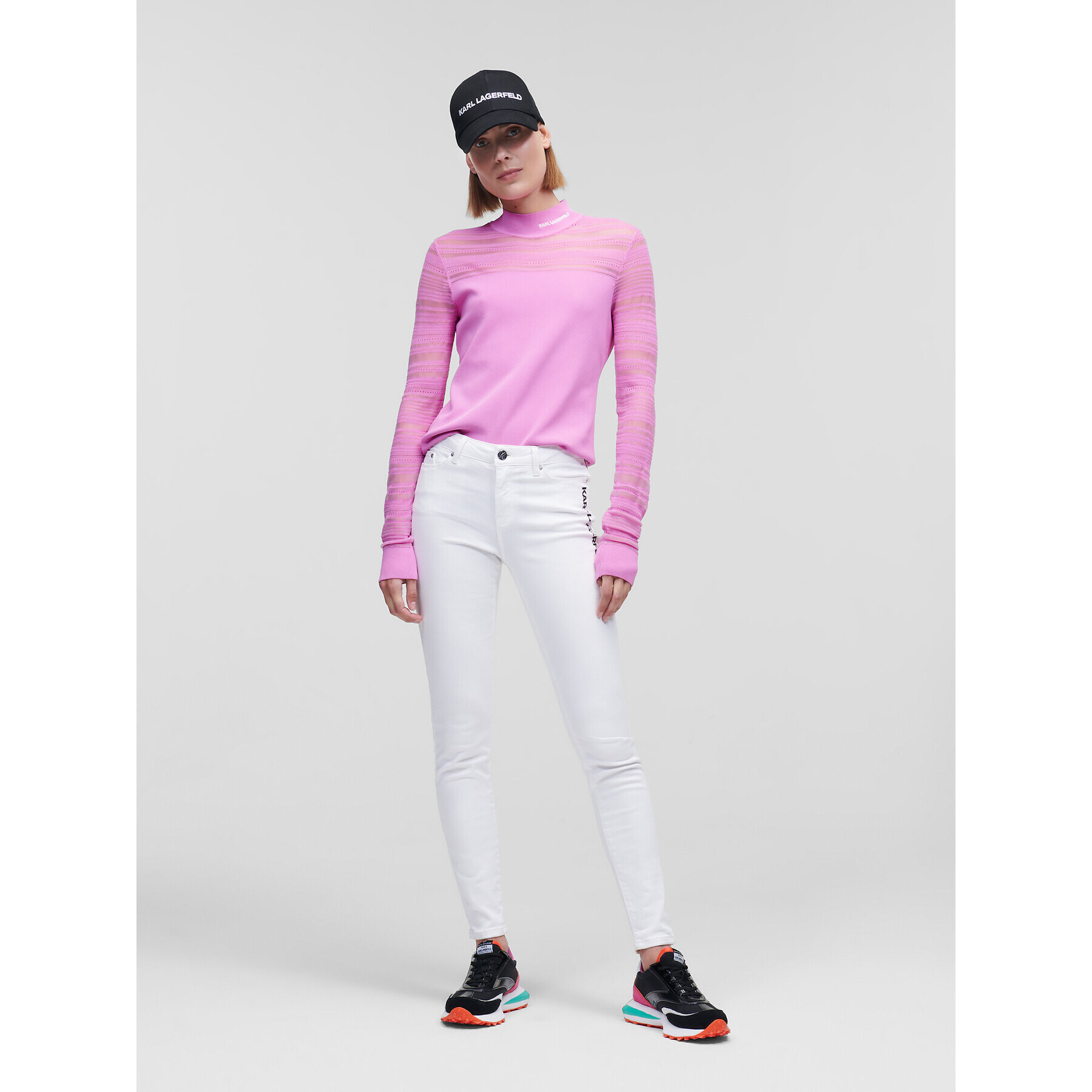 KARL LAGERFELD Дънки Logo 225W1104 Бял Skinny Fit - Pepit.bg