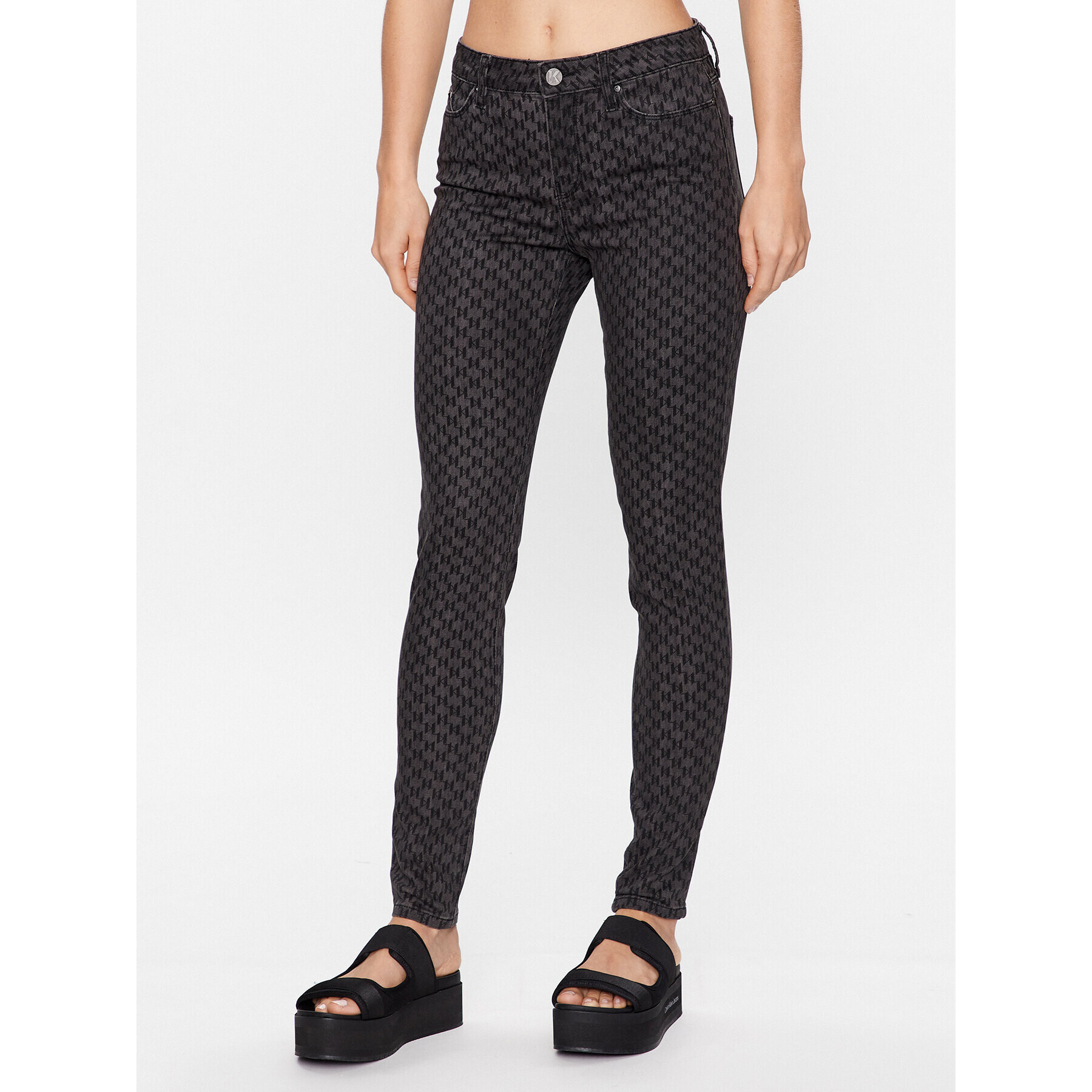 KARL LAGERFELD Дънки Monogram 216W1102 Сив Skinny Fit - Pepit.bg