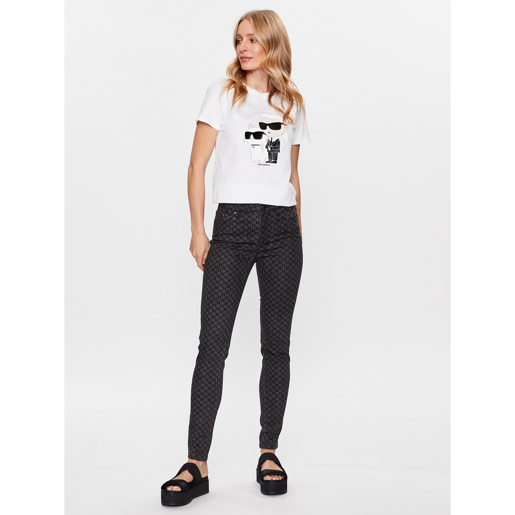 KARL LAGERFELD Дънки Monogram 216W1102 Сив Skinny Fit - Pepit.bg