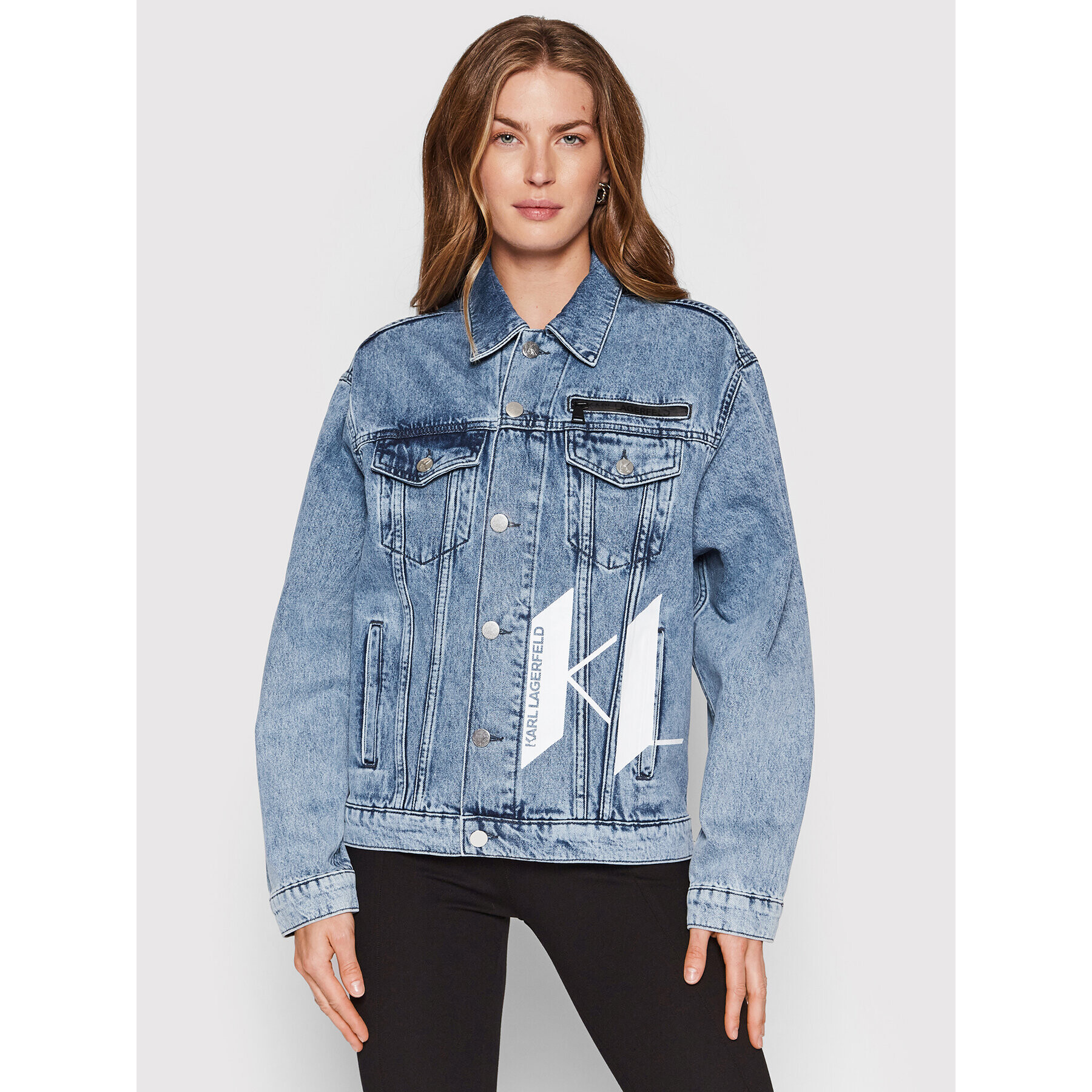KARL LAGERFELD Дънково яке 221W1482 Син Relaxed Fit - Pepit.bg