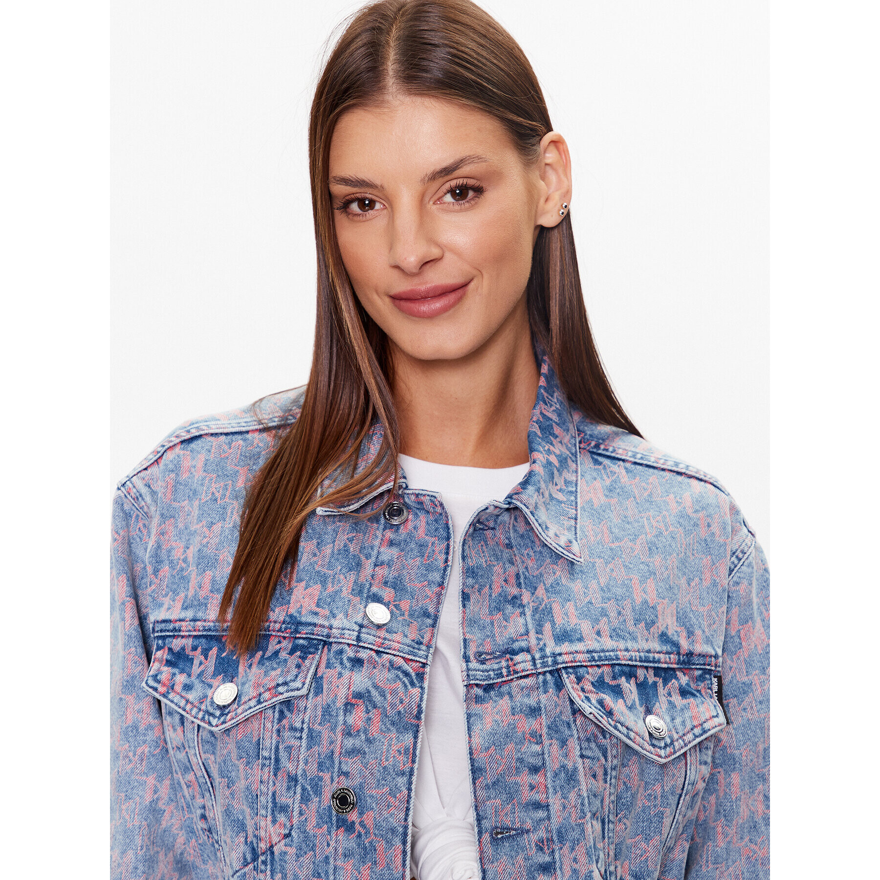 KARL LAGERFELD Дънково яке Printed Denim 230W1406 Тъмносин Regular Fit - Pepit.bg