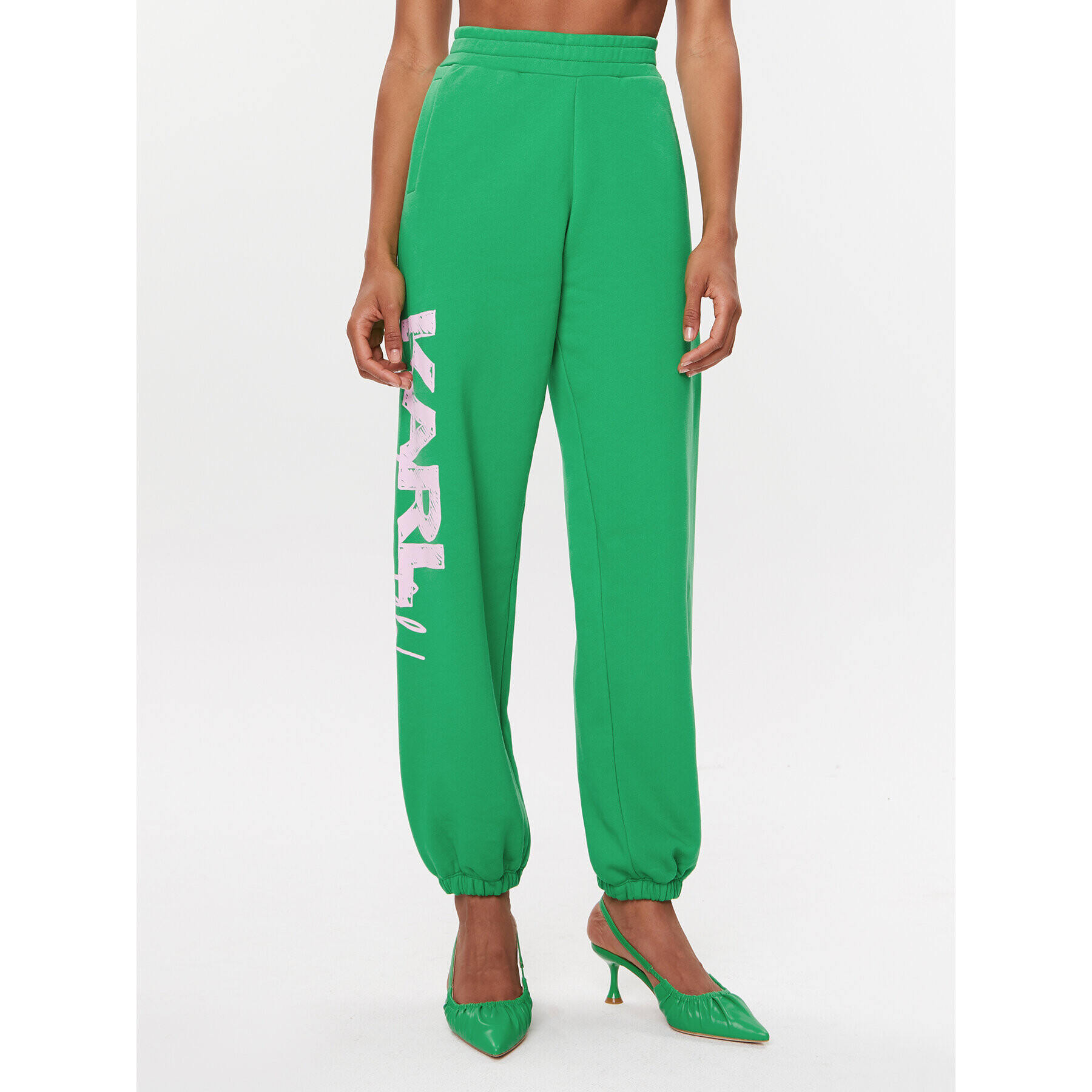 KARL LAGERFELD Долнище анцуг 235W1052 Зелен Relaxed Fit - Pepit.bg