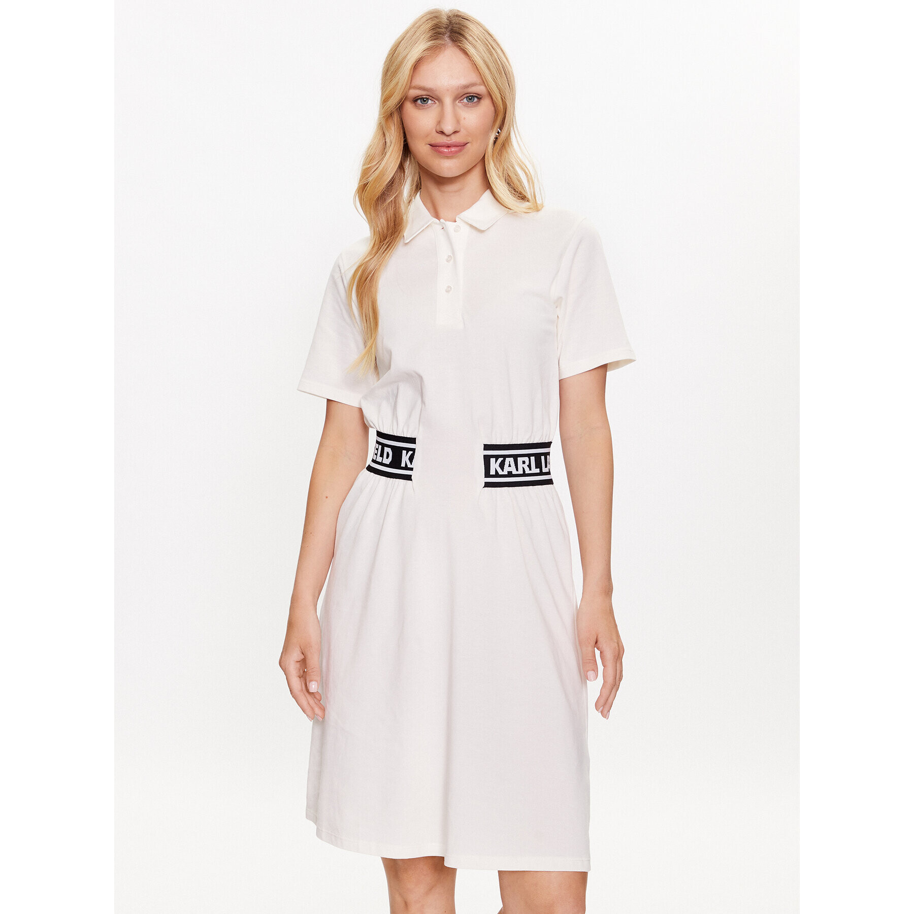 KARL LAGERFELD Ежедневна рокля 231W1351 Бял Regular Fit - Pepit.bg