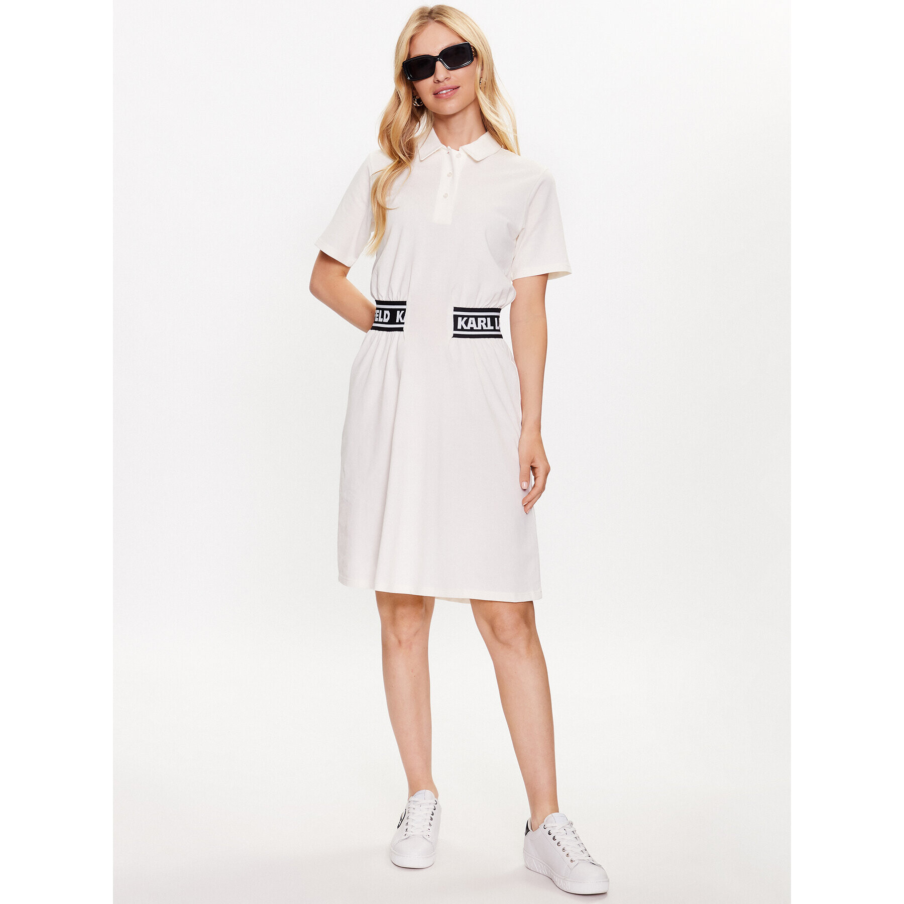 KARL LAGERFELD Ежедневна рокля 231W1351 Бял Regular Fit - Pepit.bg