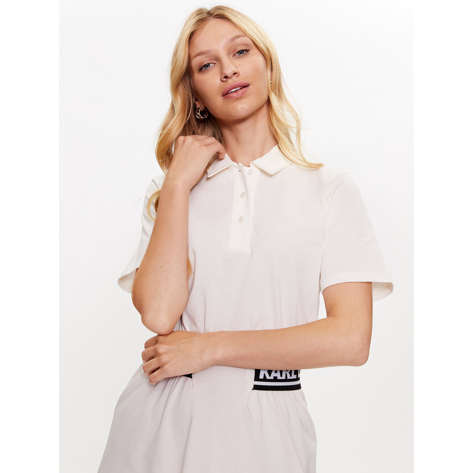 KARL LAGERFELD Ежедневна рокля 231W1351 Бял Regular Fit - Pepit.bg