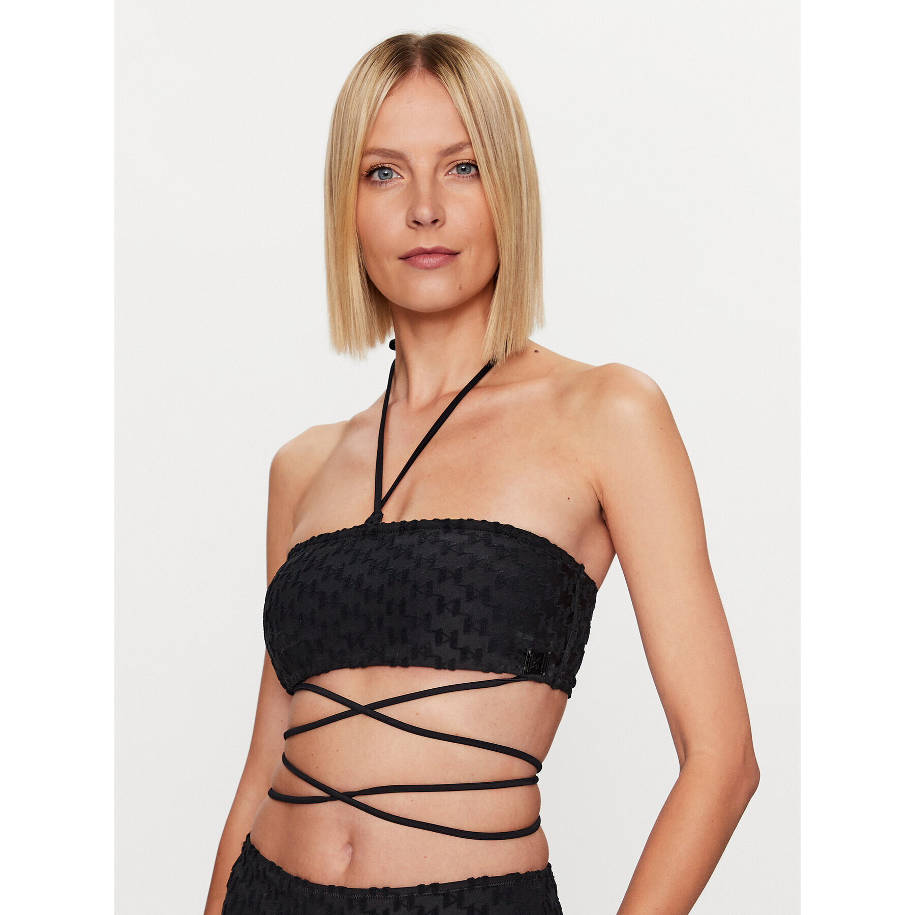 KARL LAGERFELD Горнище на бански Monogram 231W2215 Черен - Pepit.bg