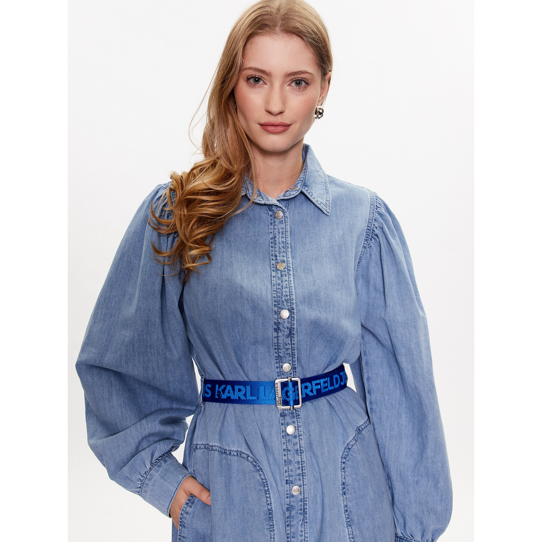 Karl Lagerfeld Jeans Дънкова рокля 231J1302 Син Regular Fit - Pepit.bg