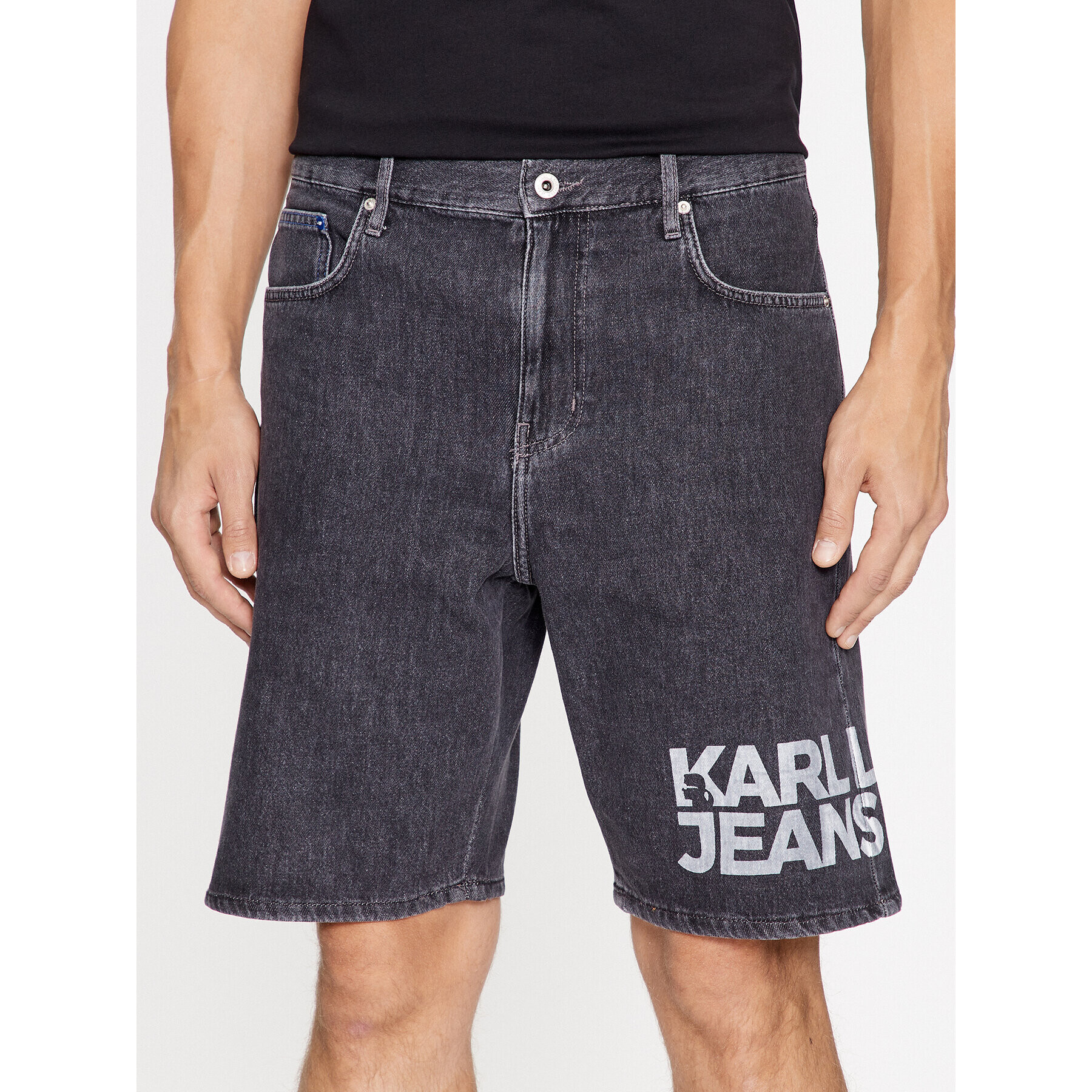 Karl Lagerfeld Jeans Дънкови шорти 235D1115 Сив Relaxed Fit - Pepit.bg