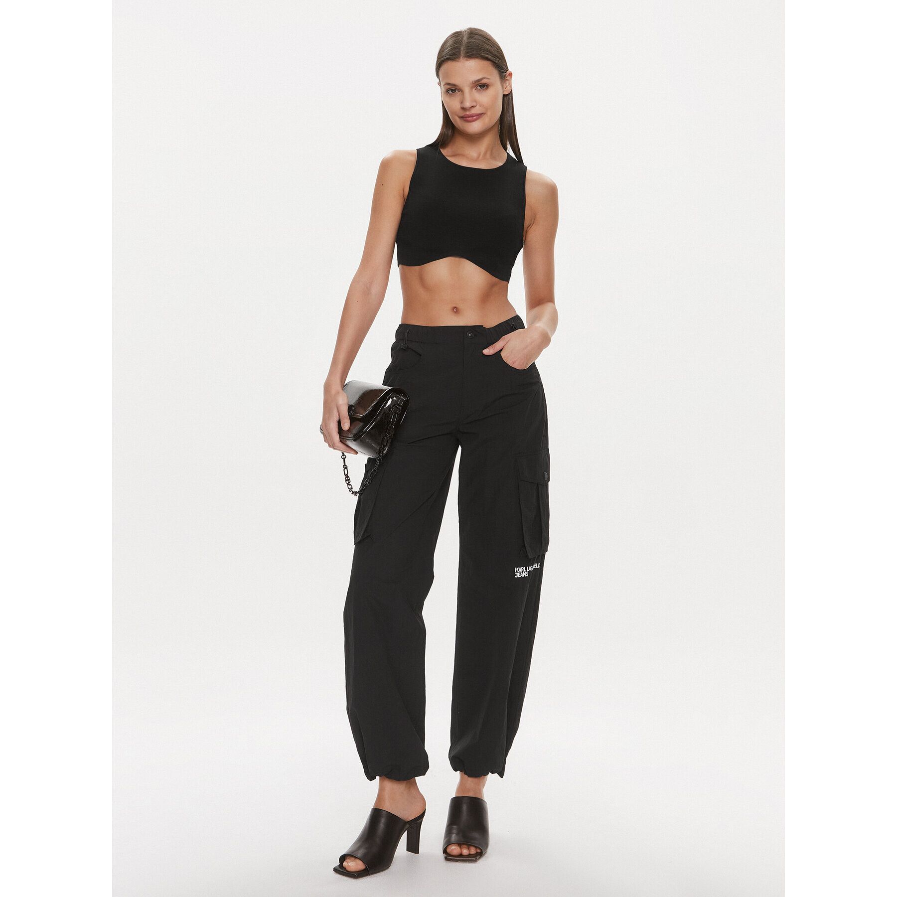 Karl Lagerfeld Jeans Карго панталони 240J1002 Черен Regular Fit - Pepit.bg