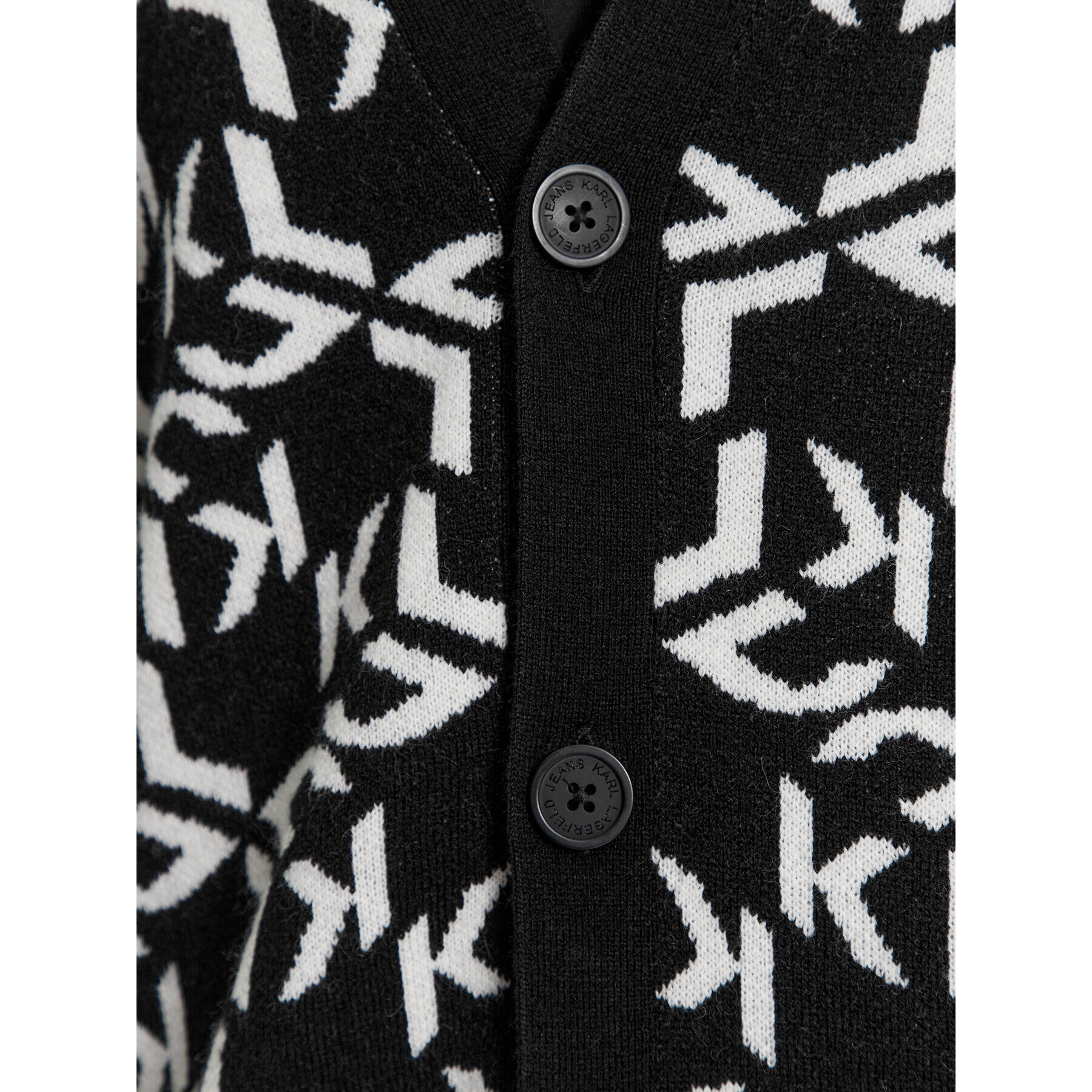 Karl Lagerfeld Jeans KARL LAGERFELD Кардиган Klj Monogram Jacquard Cardigan 236D2050 Черен Regular Fit - Pepit.bg