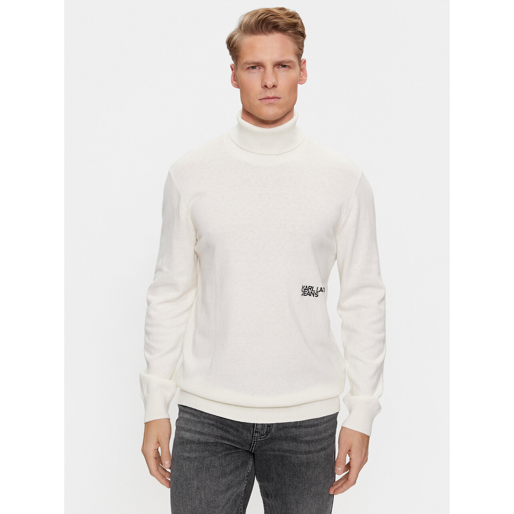 Karl Lagerfeld Jeans KARL LAGERFELD Поло Klj Lightweight Turtleneck 236D2000 Бял Slim Fit - Pepit.bg