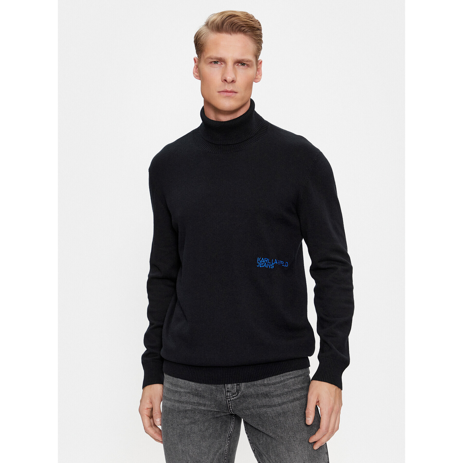 Karl Lagerfeld Jeans KARL LAGERFELD Поло Klj Lightweight Turtleneck 236D2000 Черен Slim Fit - Pepit.bg