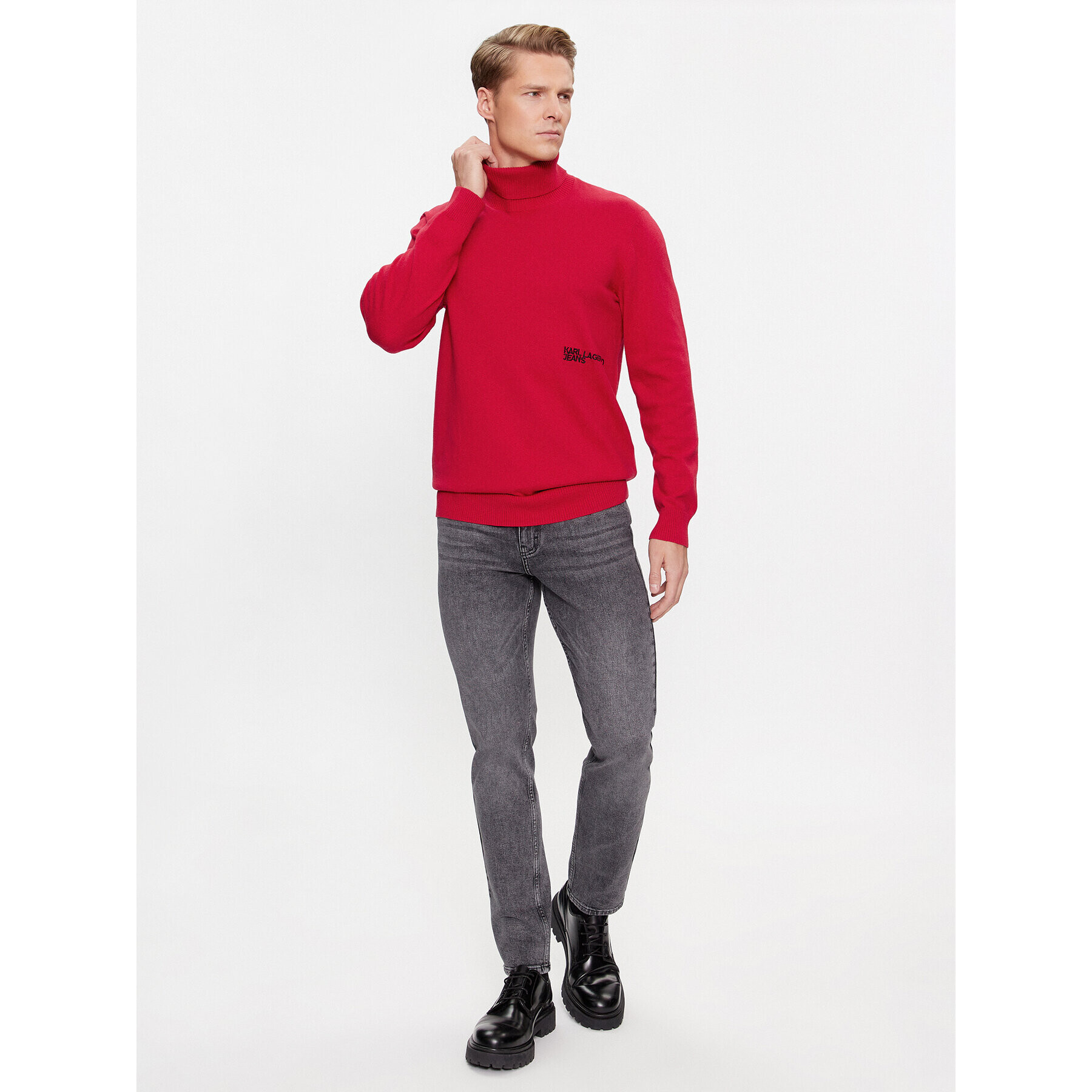 Karl Lagerfeld Jeans KARL LAGERFELD Поло Klj Lightweight Turtleneck 236D2000 Червен Slim Fit - Pepit.bg