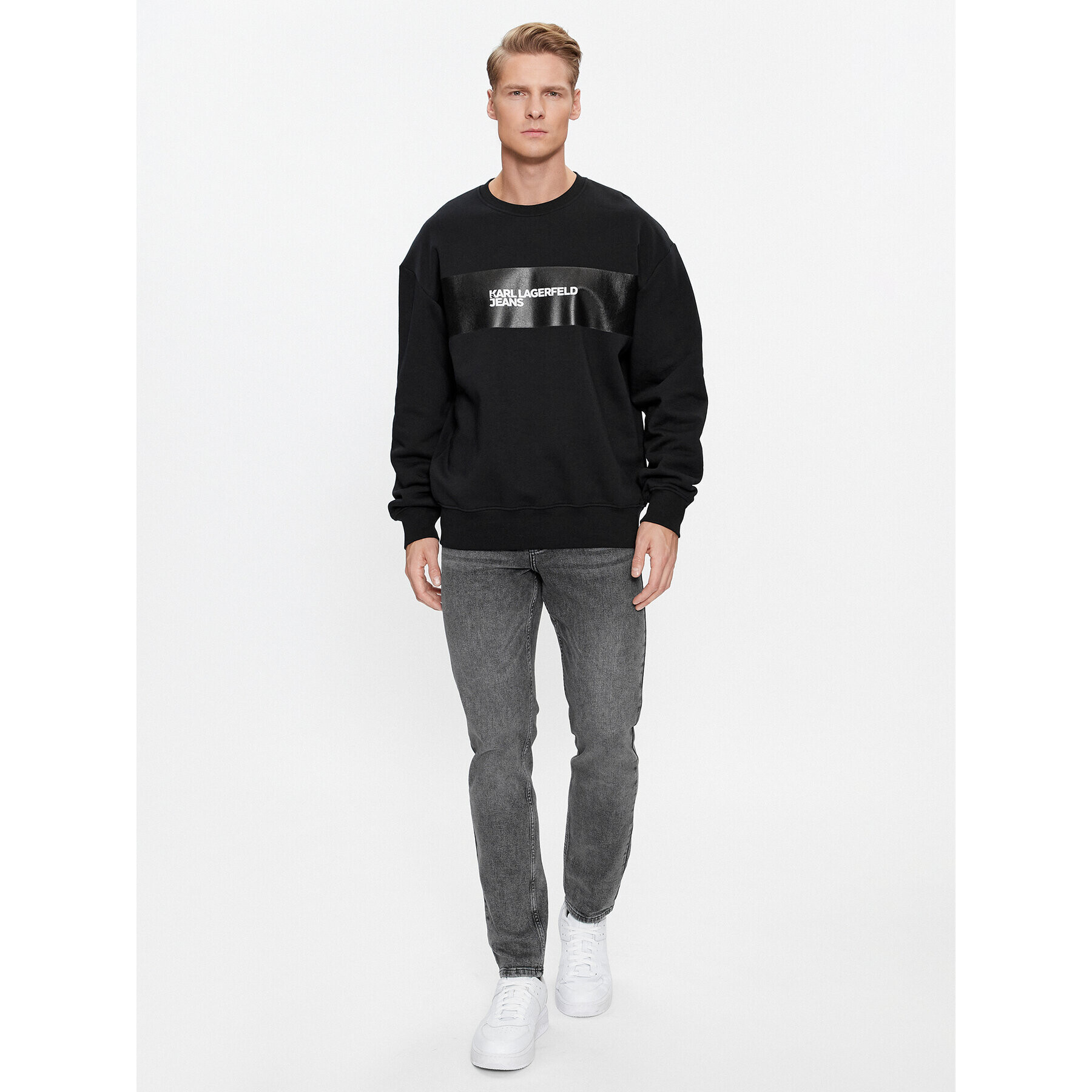 Karl Lagerfeld Jeans KARL LAGERFELD Суитшърт Klj Stripe Logo Sweat 236D1855 Черен Regular Fit - Pepit.bg