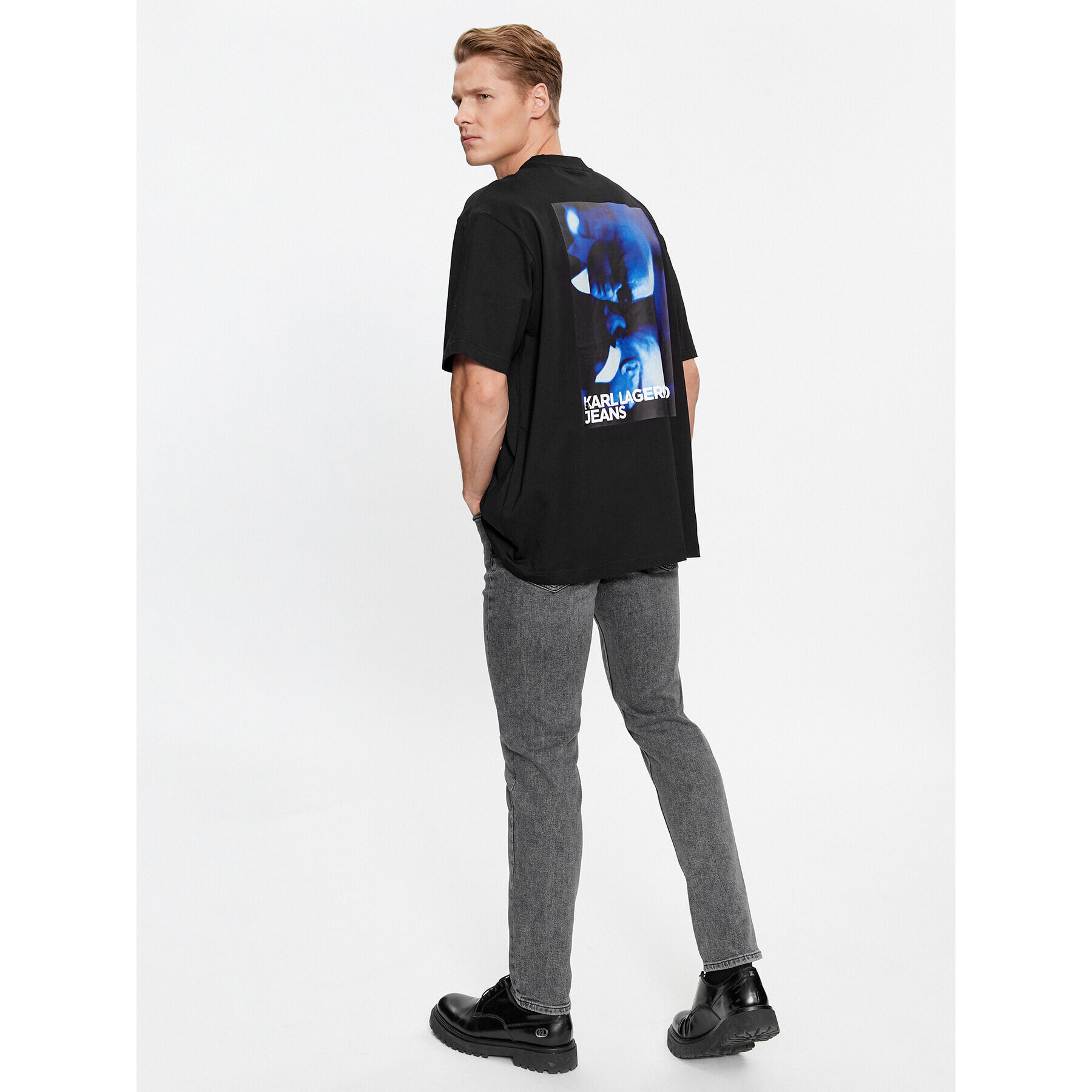 Karl Lagerfeld Jeans KARL LAGERFELD Тишърт Klj Karl Sslv Tee 236D1750 Черен Regular Fit - Pepit.bg