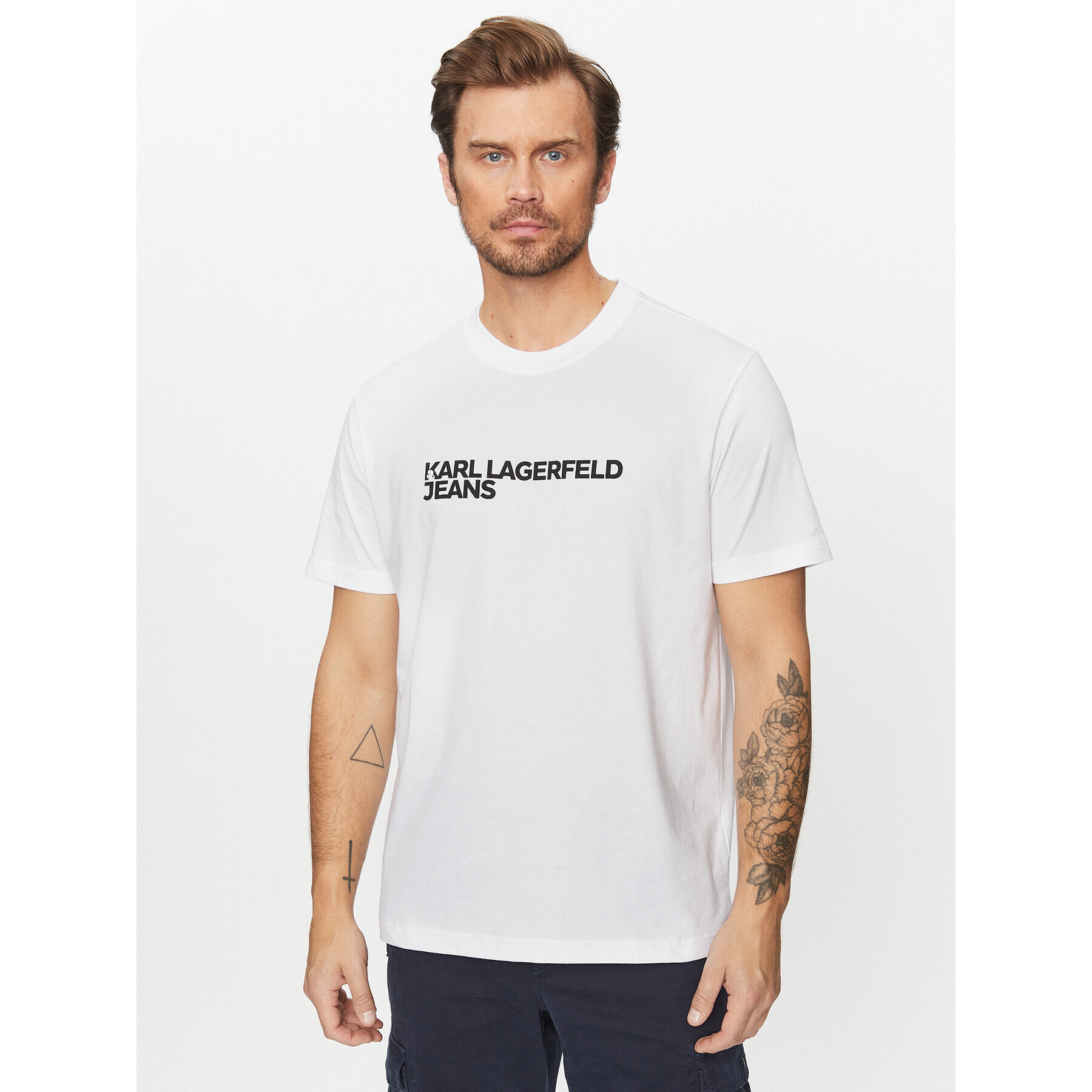 Karl Lagerfeld Jeans Тишърт 235D1707 Бял Regular Fit - Pepit.bg
