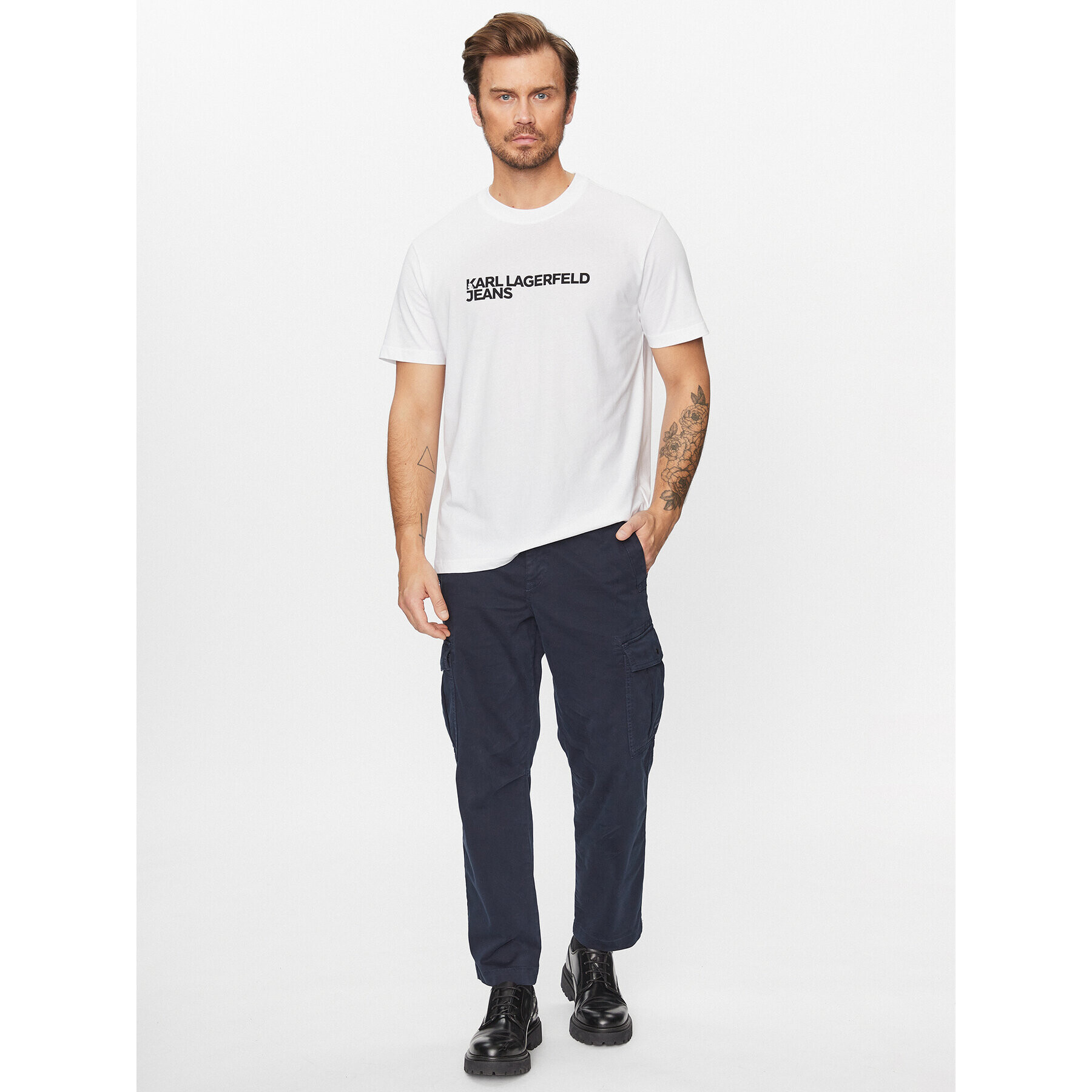 Karl Lagerfeld Jeans Тишърт 235D1707 Бял Regular Fit - Pepit.bg