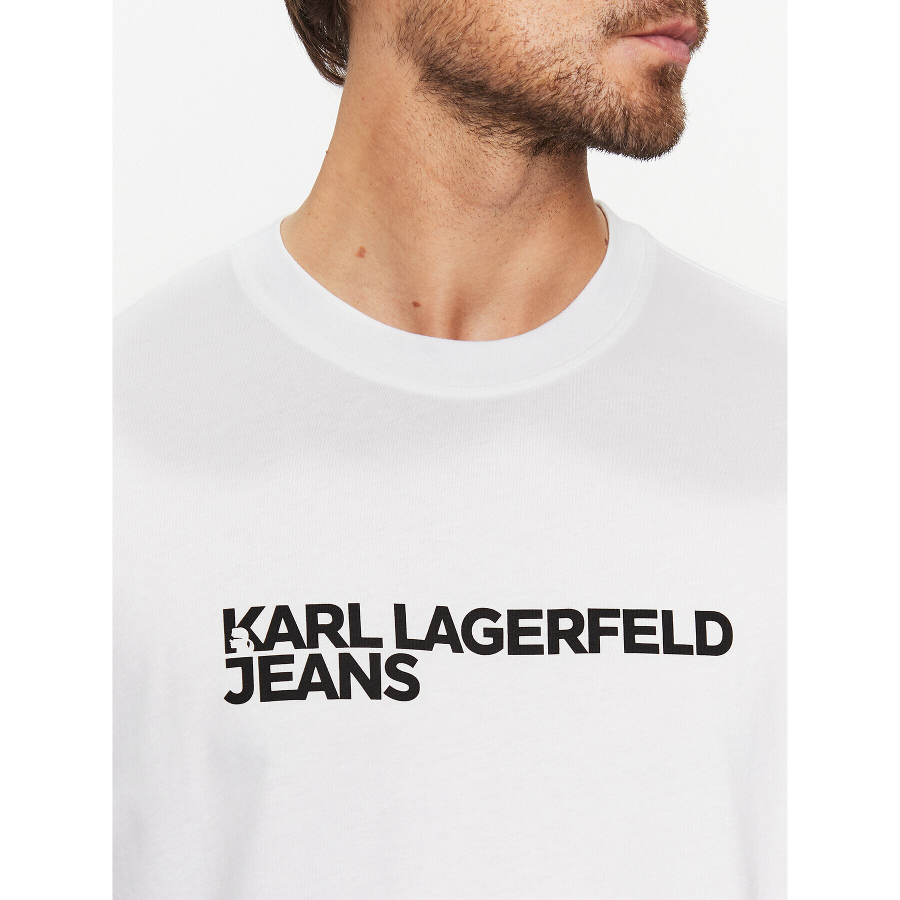 Karl Lagerfeld Jeans Тишърт 235D1707 Бял Regular Fit - Pepit.bg
