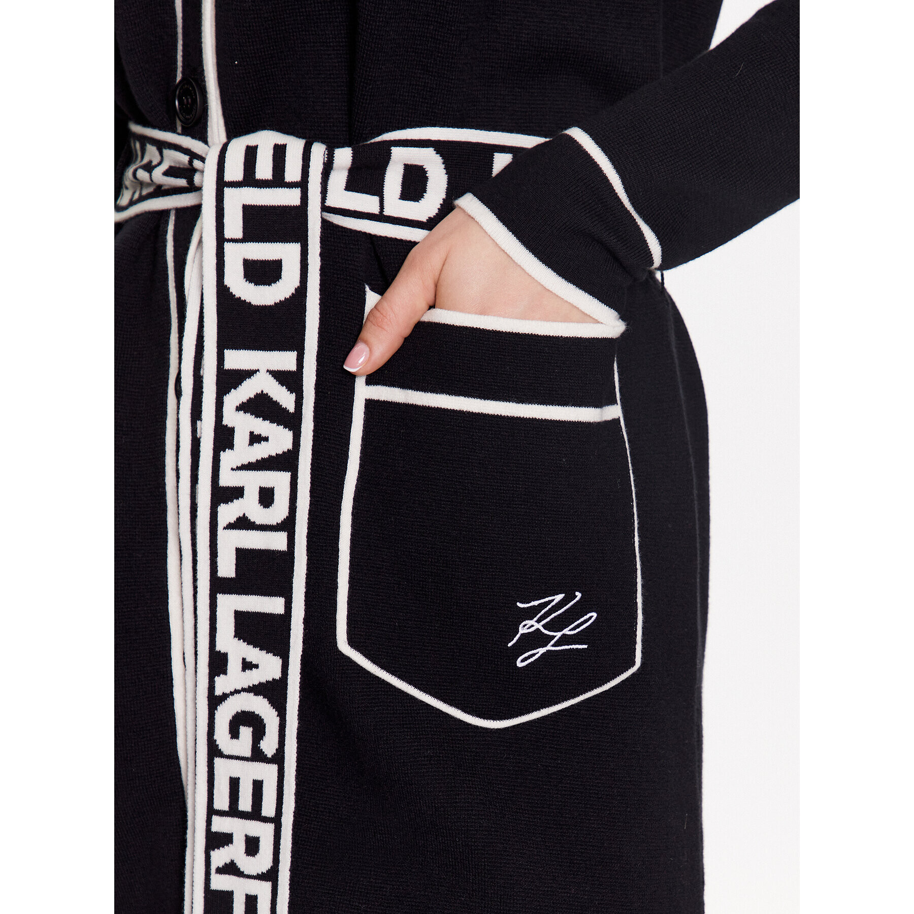 KARL LAGERFELD Кардиган 230W2011 Черен Regular Fit - Pepit.bg