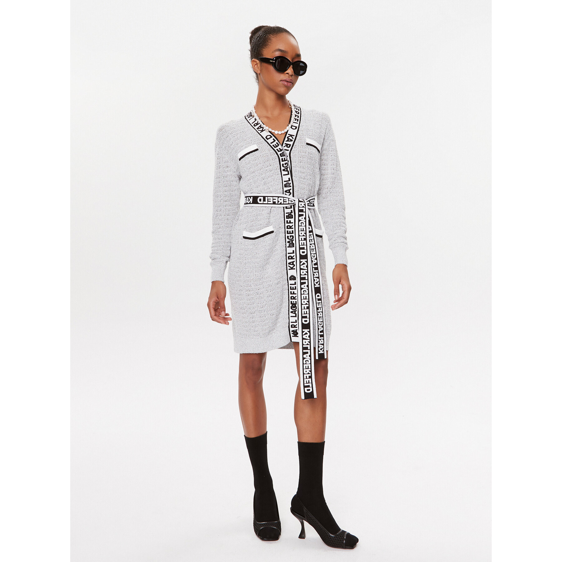 KARL LAGERFELD Кардиган 235W2006 Сив Regular Fit - Pepit.bg