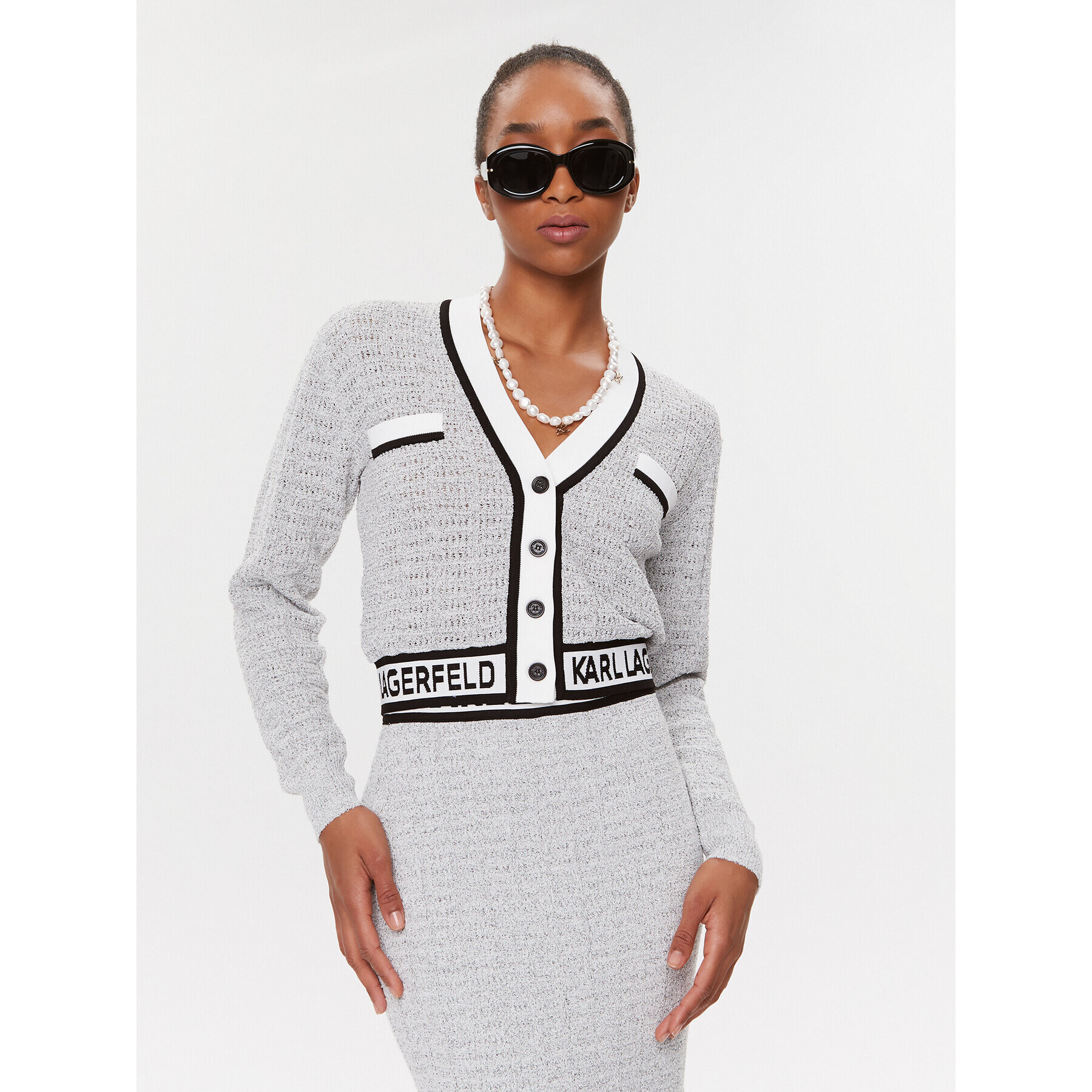 KARL LAGERFELD Кардиган 235W2007 Сив Regular Fit - Pepit.bg