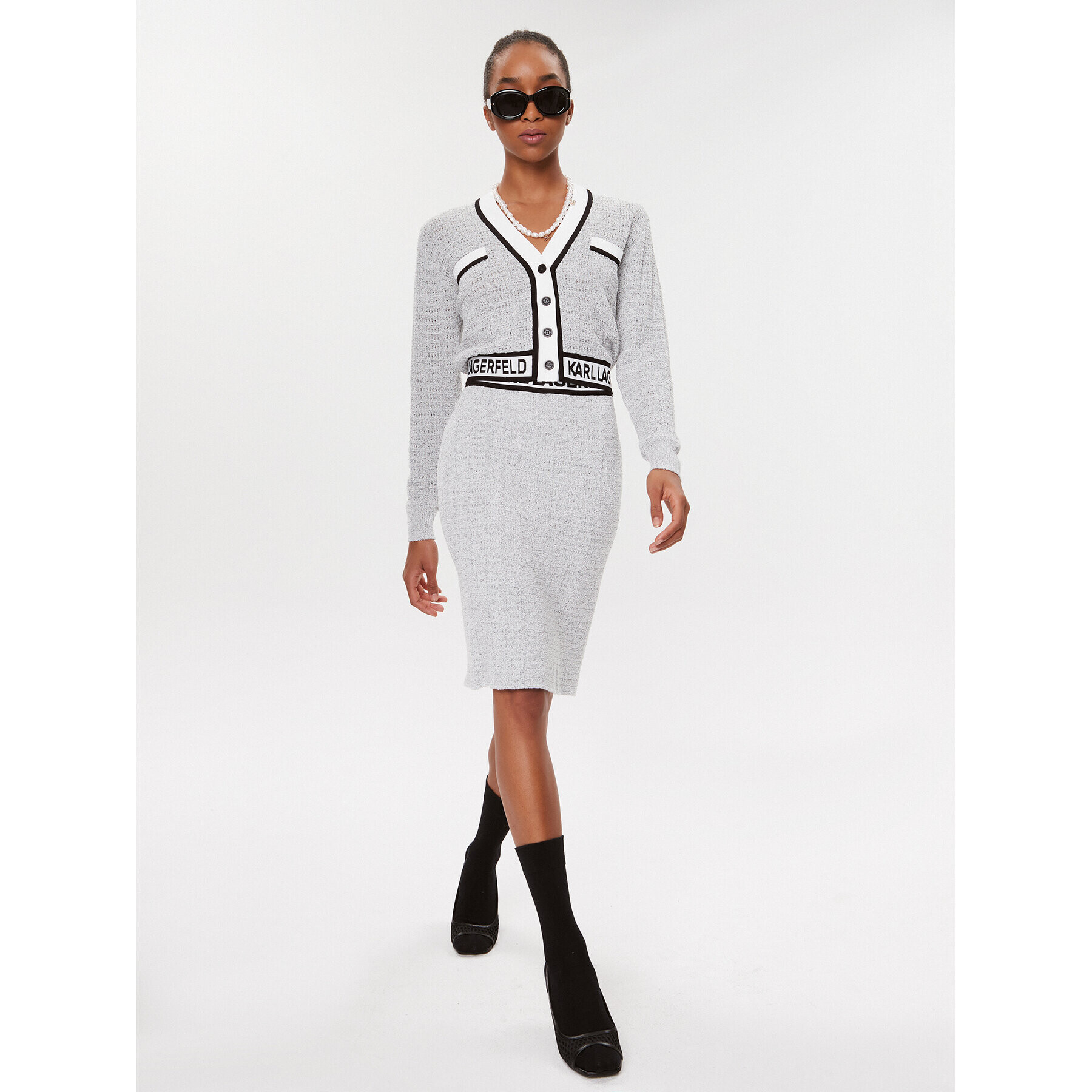 KARL LAGERFELD Кардиган 235W2007 Сив Regular Fit - Pepit.bg