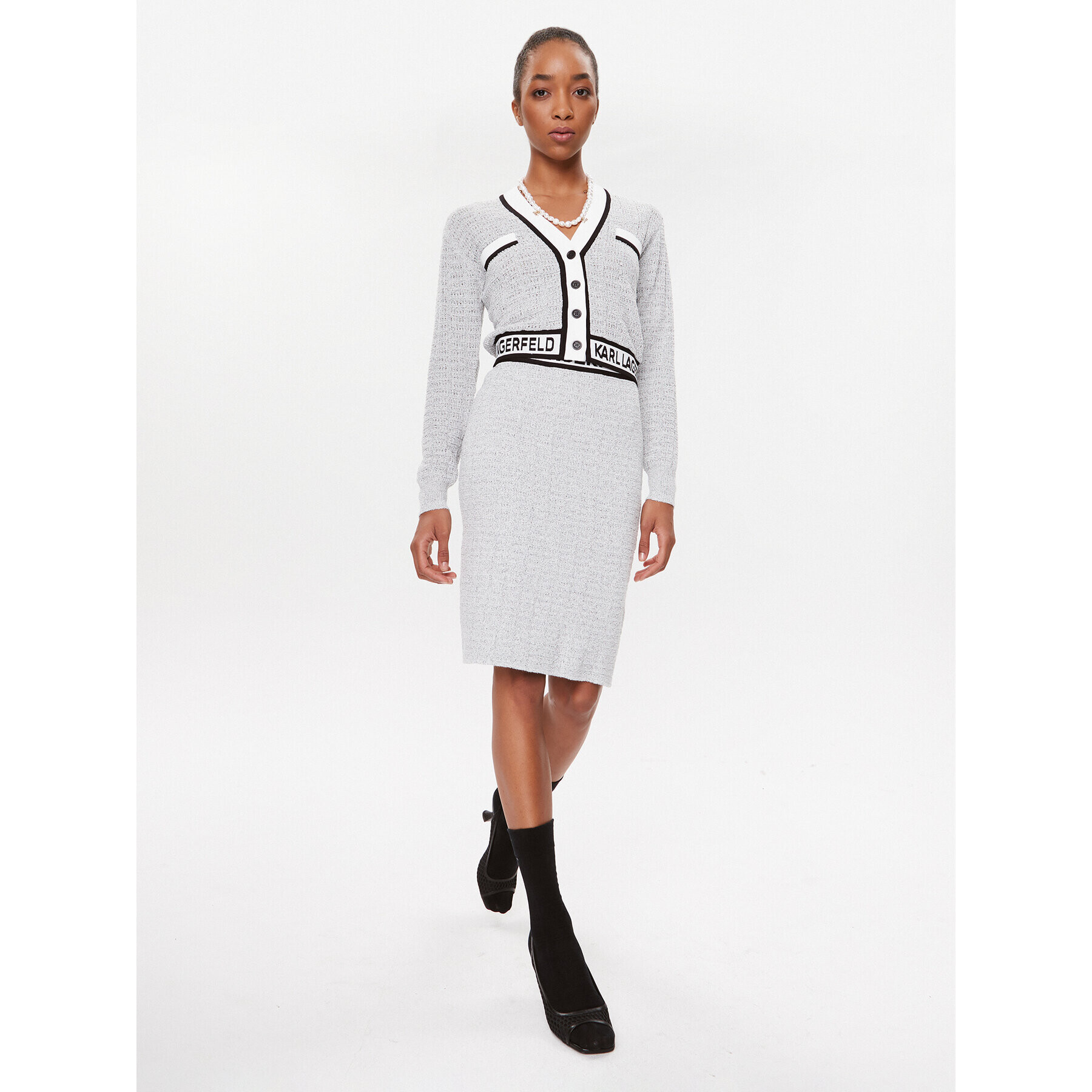 KARL LAGERFELD Кардиган 235W2007 Сив Regular Fit - Pepit.bg