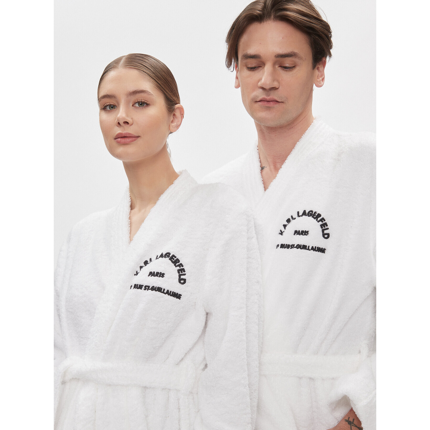 KARL LAGERFELD Халат Unisex Logo 225W2190 Бял - Pepit.bg