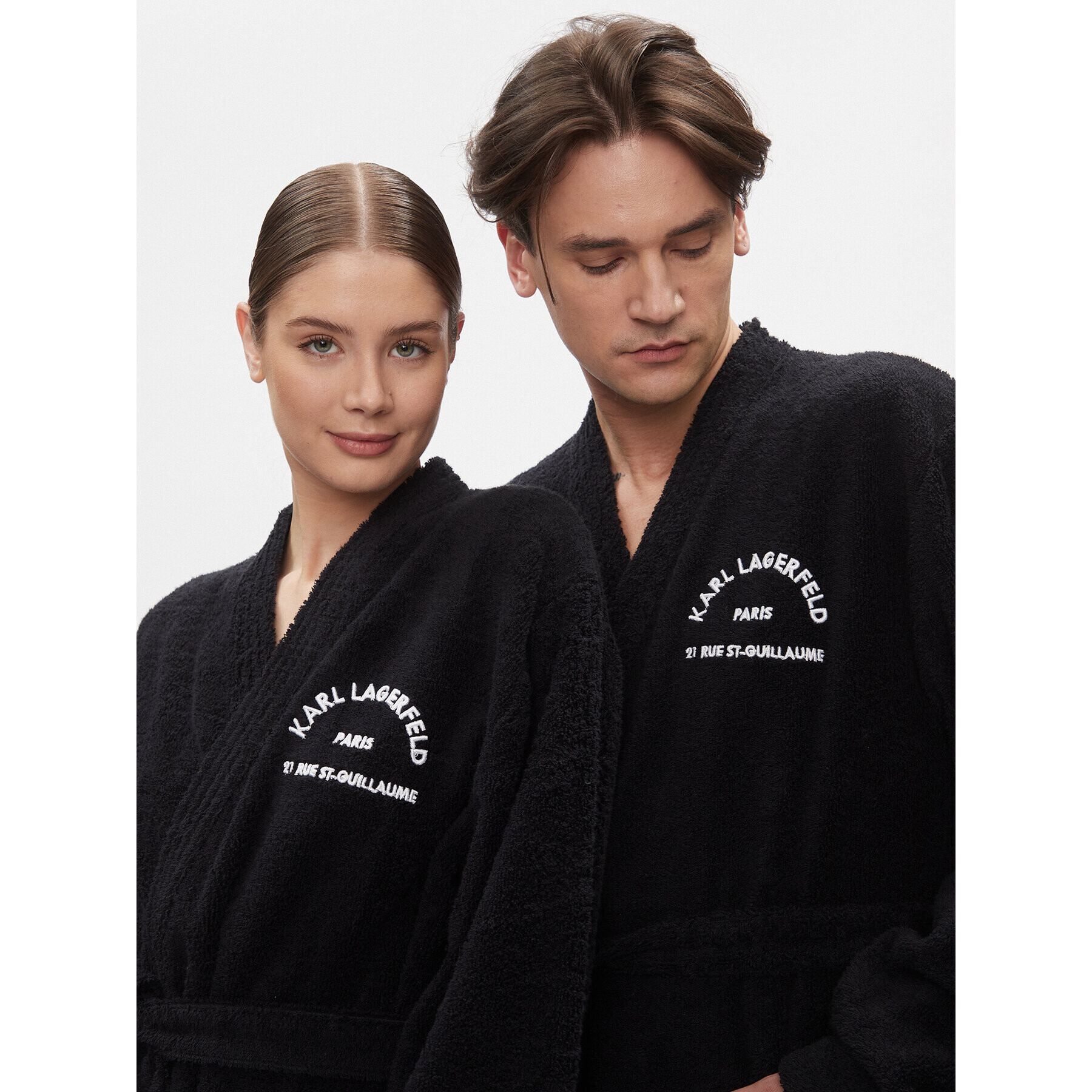 KARL LAGERFELD Халат Unisex Logo 225W2190 Черен - Pepit.bg