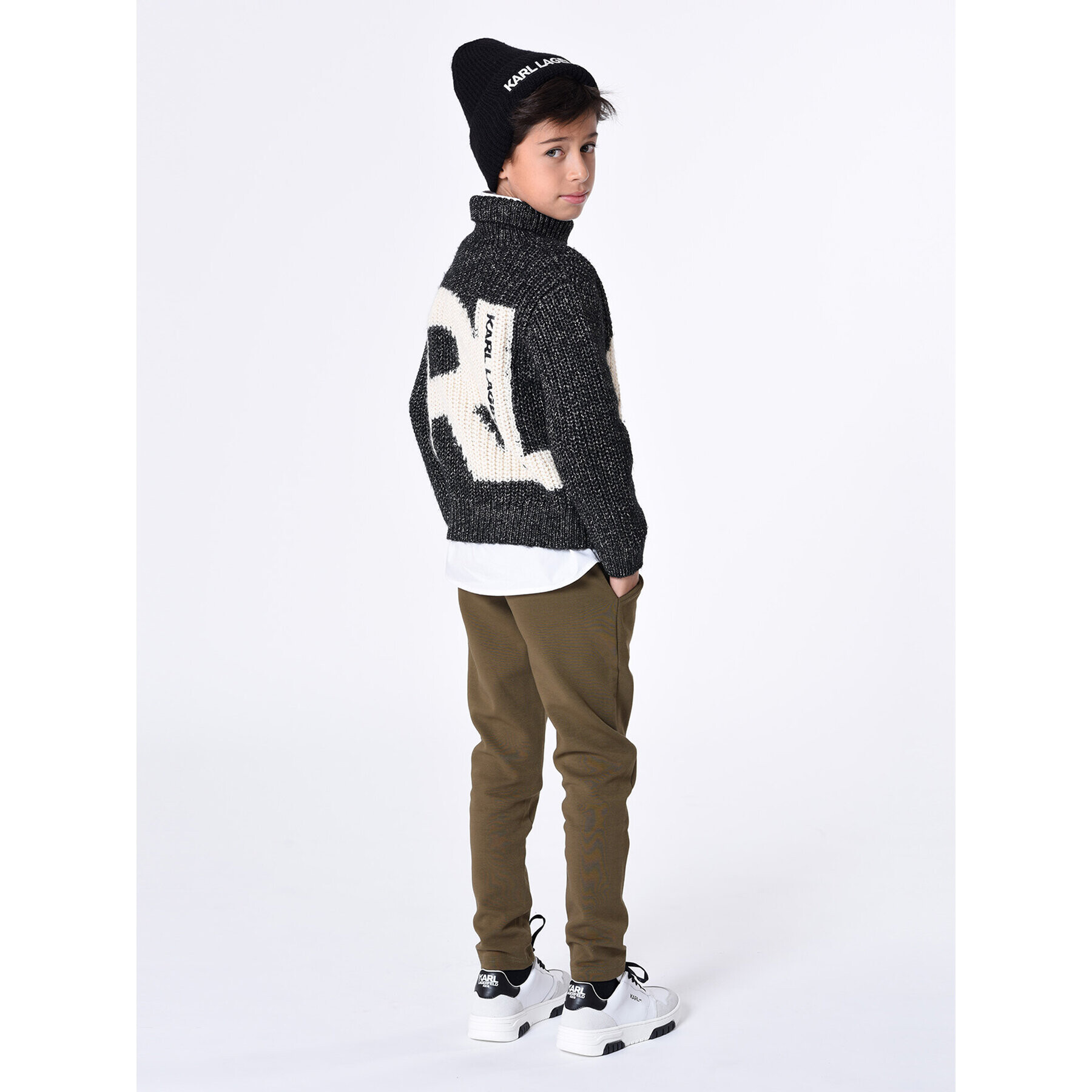 Karl Lagerfeld Kids Долнище анцуг Z24164 D Каки Regular Fit - Pepit.bg