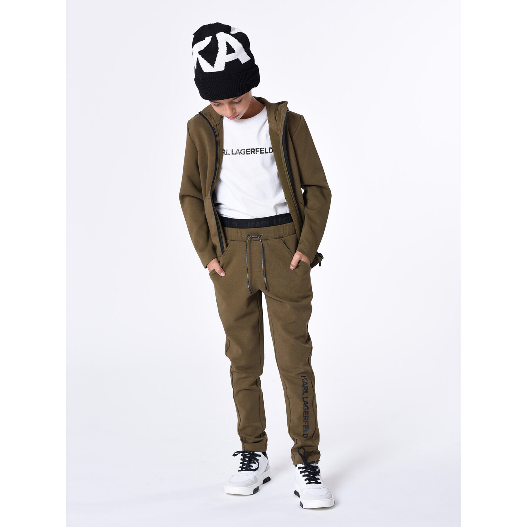 Karl Lagerfeld Kids Долнище анцуг Z24164 S Каки Regular Fit - Pepit.bg