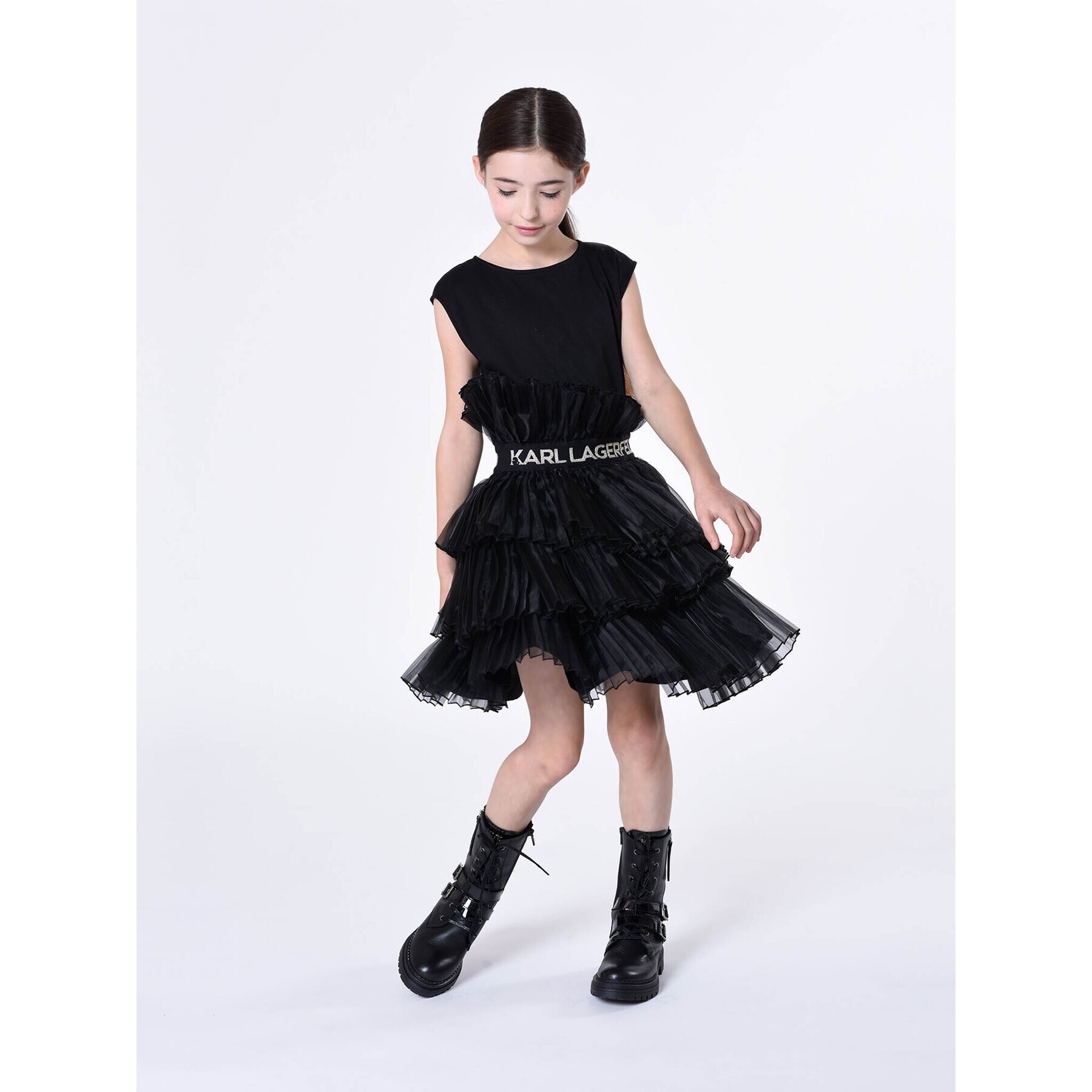 Karl Lagerfeld Kids Ежедневна рокля Z12260 S Черен Regular Fit - Pepit.bg